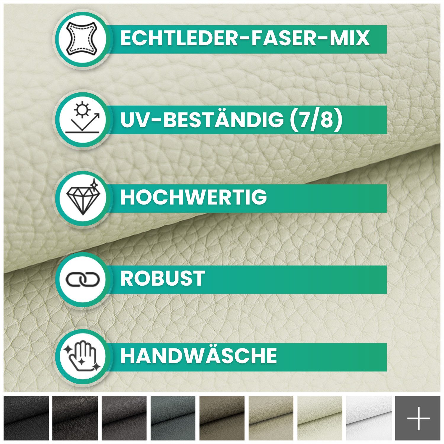 novely® Stoff BINAU Kunstleder - Möbelstoff aus Echtleder-Fasern-Kombi, Robust, Extra Dick, Pflegeleicht, Meterware, 1lfm – Bild 2 von 5