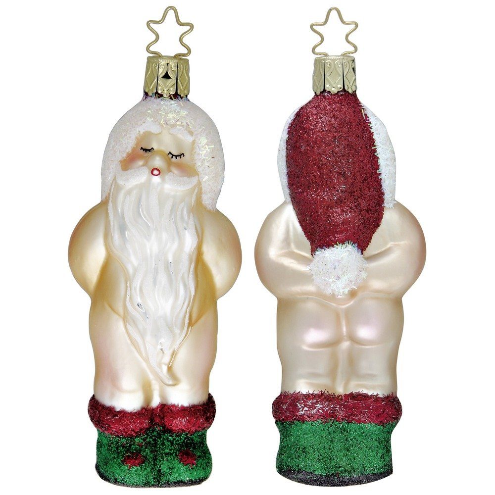 Weihnachtsmann 1 12cm Nackedei Stück bunt, INGE-GLAS® Glas Christbaumschmuck Christbaumschmuck,