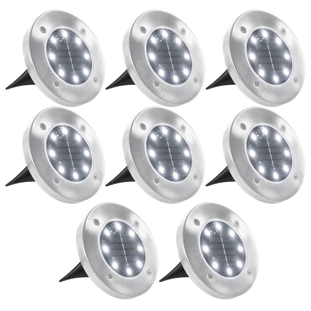 vidaXL LED Solarleuchte Solar-Bodenleuchten 8 Stk. LED Weiß