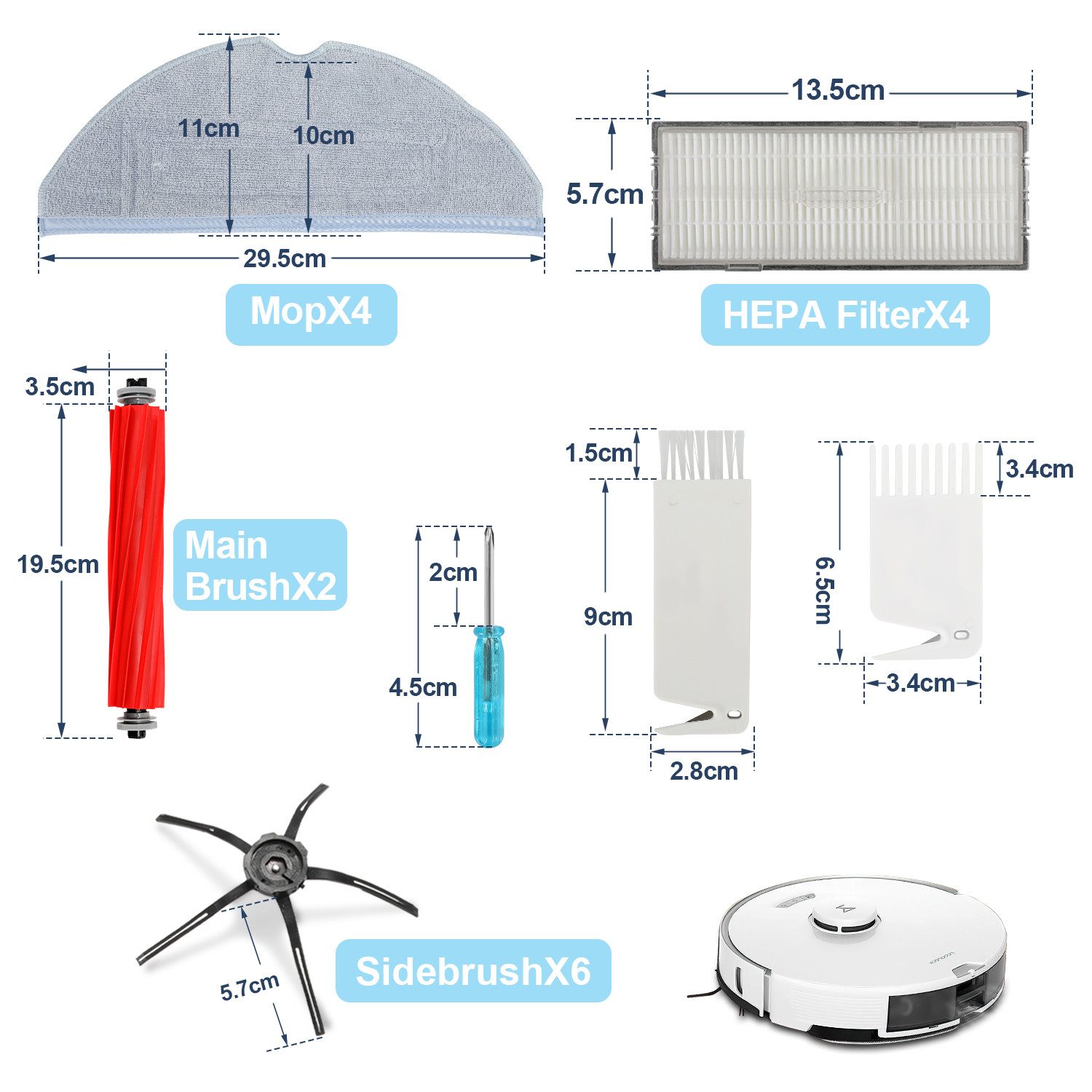 Clanmacy Staubsaugerrohr-Adapter ZubehöR für Roborock S7 +S7 Plus S7 Max Saugroboter Filter Mop
