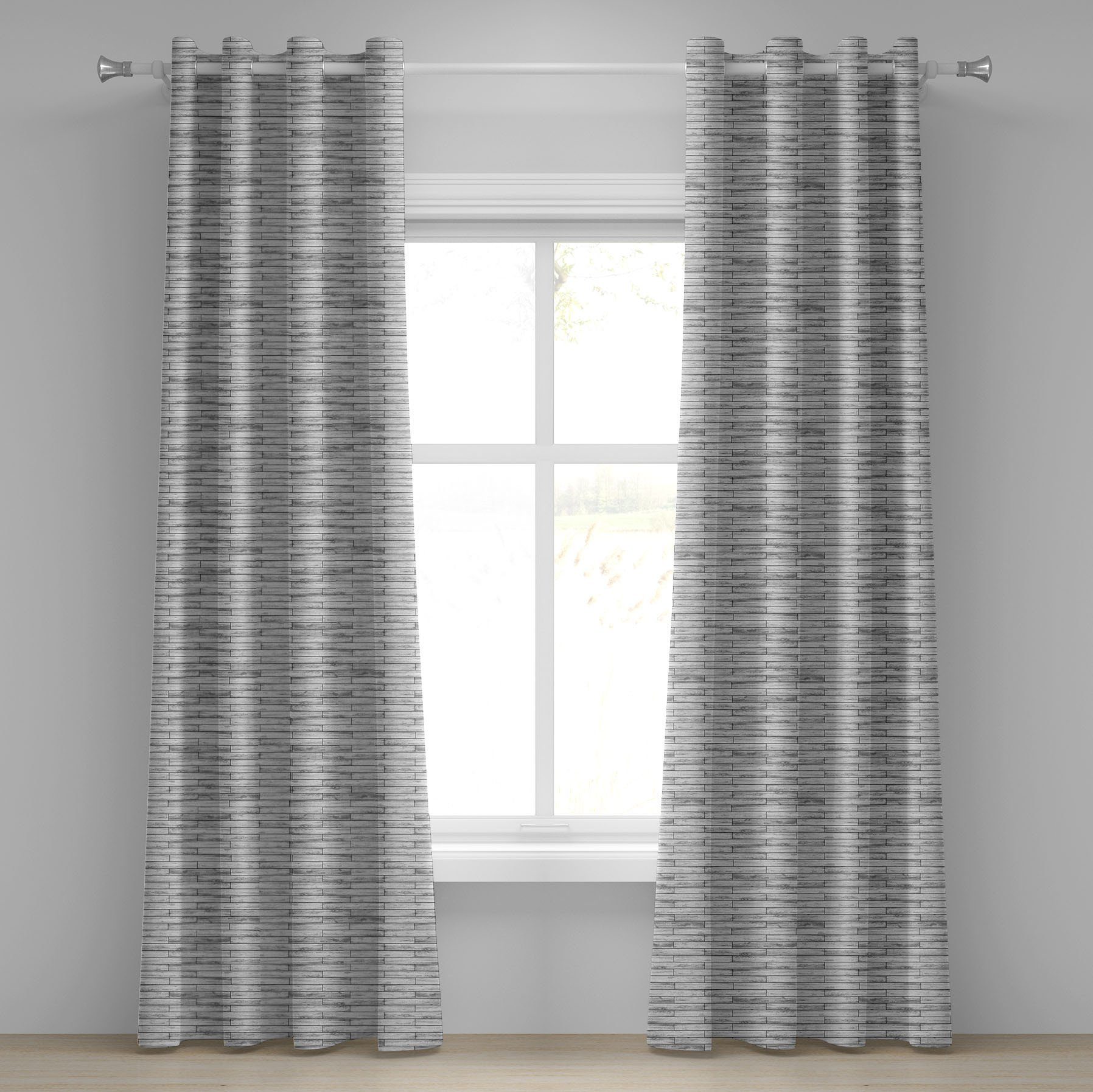 Gardine Dekorative 2-Panel-Fenstervorhänge für Schlafzimmer Wohnzimmer, Abakuhaus, rustikales Haus Parkett Holz Retro