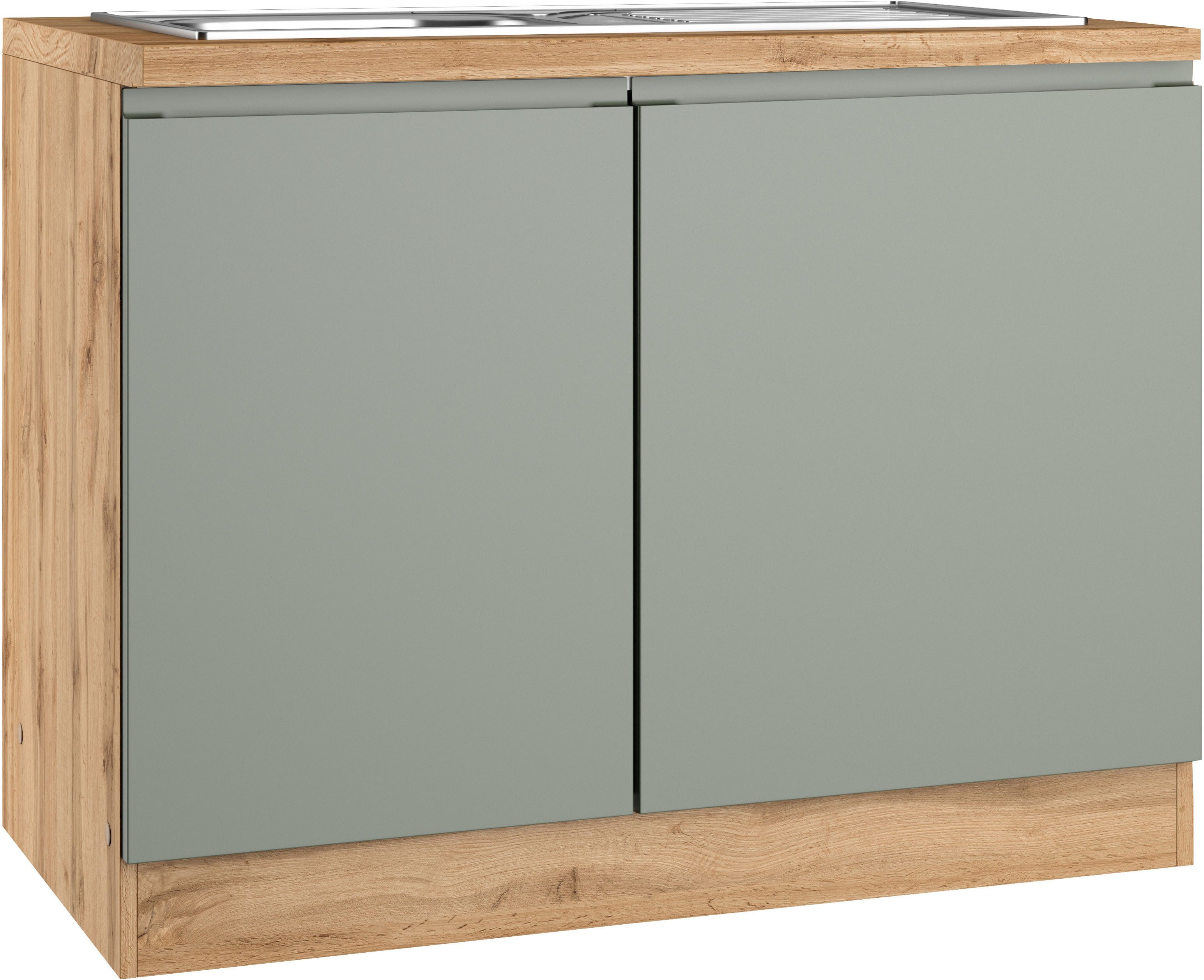 KOCHSTATION Spülenschrank KS-Virginia,neu in verbesserter Ausführung (Stauraum, Softclose, ohne Armatur) Breite 110 cm, inklusive Einbauspüle, Soft-Close