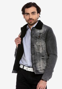 Cipo & Baxx Jeansjacke mit Fellkragen