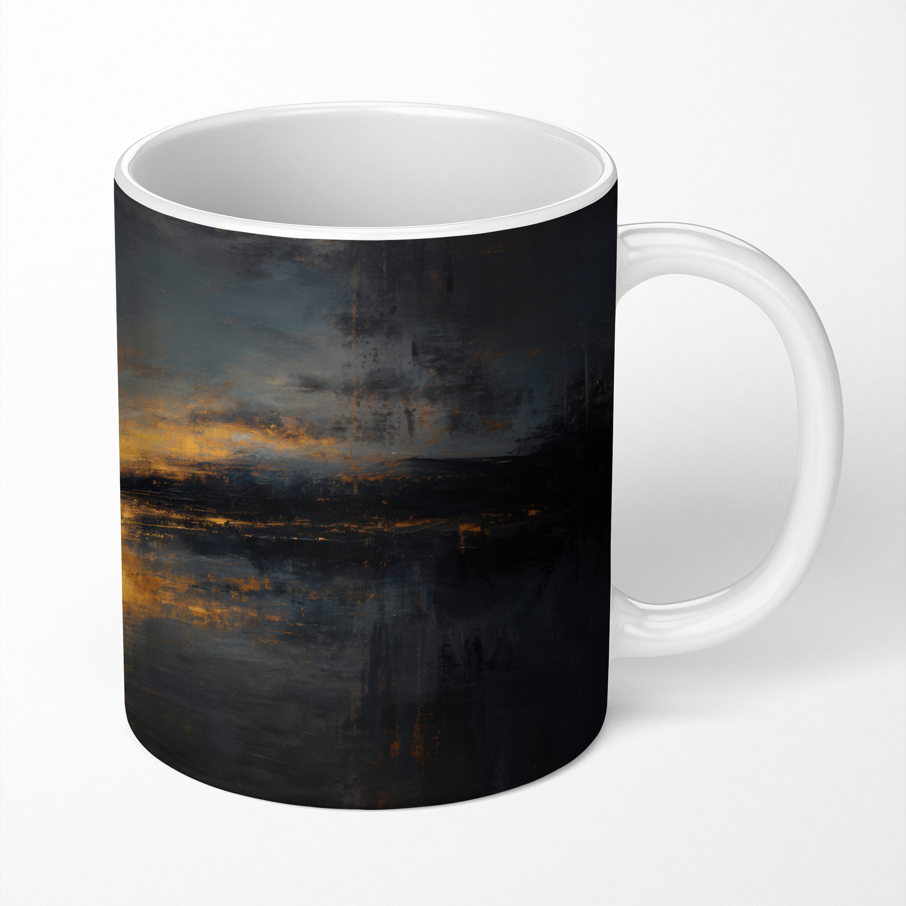 MuchoWow Tasse Goldene Reflexion auf dem Wasser, 1-tlg., Keramik, Kaffeetassen, Teetasse, Becher, Kaffeebecher, Geschenk