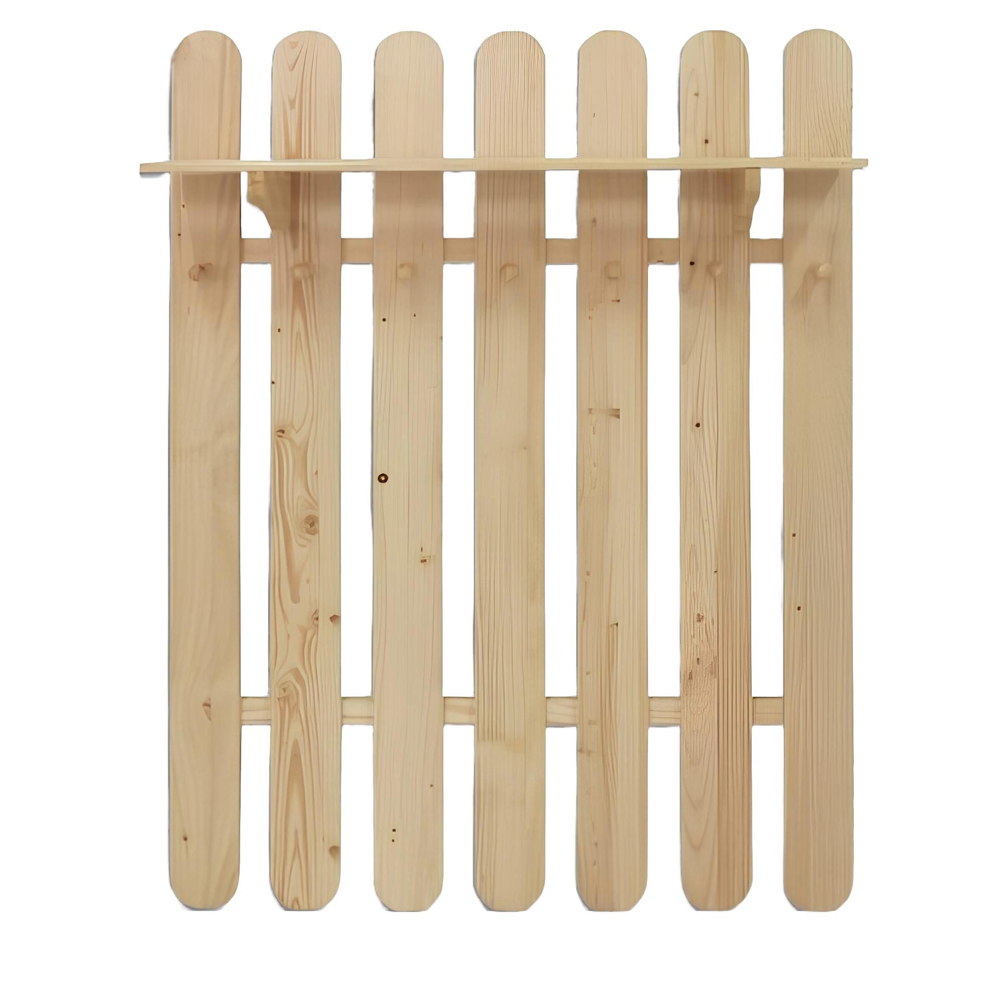Xlmoebel Garderobenständer Kiefernholz-Wandgarderobe mit 7 Haken in rustikalem Design, (1 St., Garderobenständer), Hergestellt in Europa