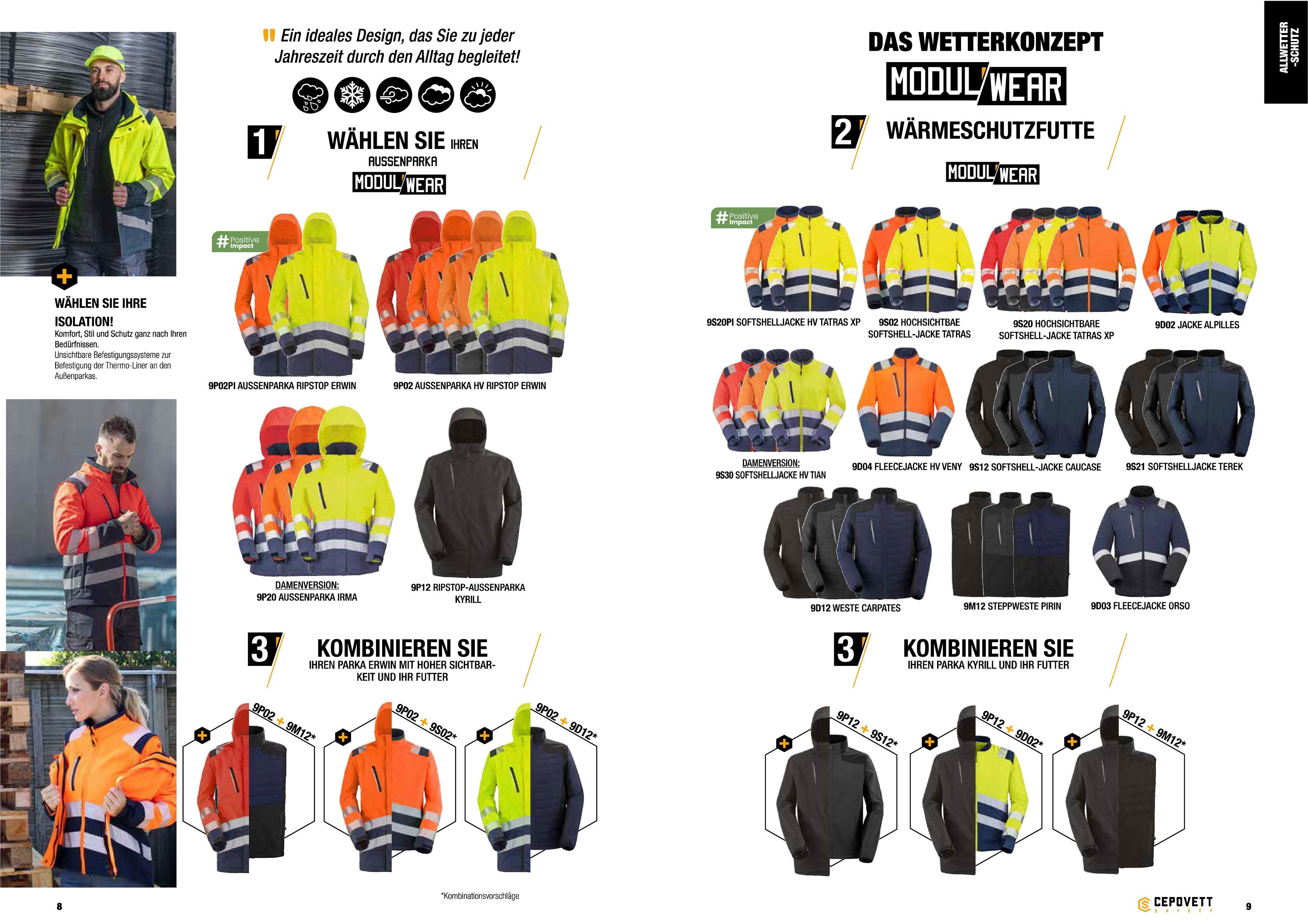 Hochsichtbar Warnschutz, Cepovett Wärmekomfort, Windfest, "Tatras" Unisex Softshelljacke Modul'wear FLUO / ORANGE NAVY