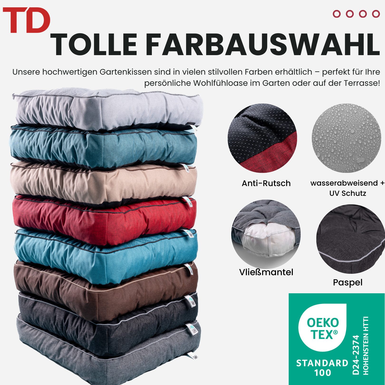 TexDeko Stuhlkissen Loungekissen Gartenpolster Set mit günstig online kaufen