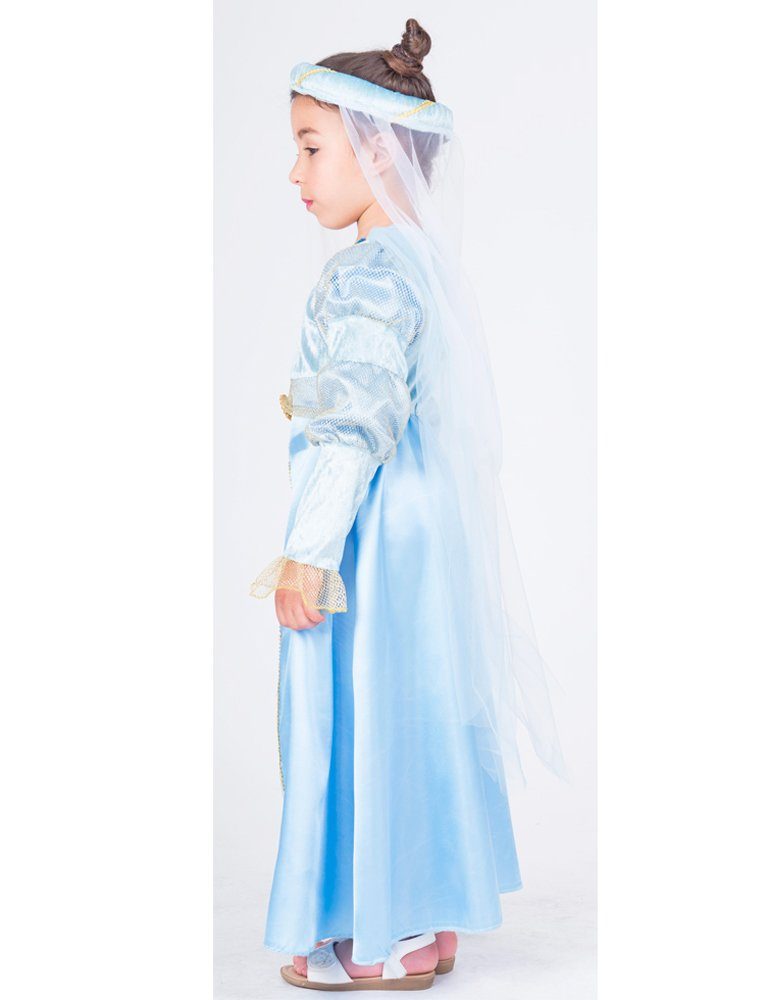 Funny Fashion Burgfräulein-Kostüm "Binia" für Mädchen - Hellblau, Mittelalter Prinzessin mit Schleier