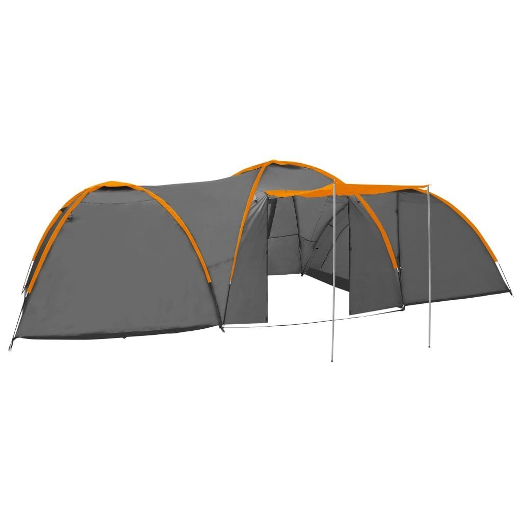 DOTMALL Kuppelzelt Camping-Zelt für 8 Personen,Familienzelt Stehhöhe 1900mm Grau und Orange