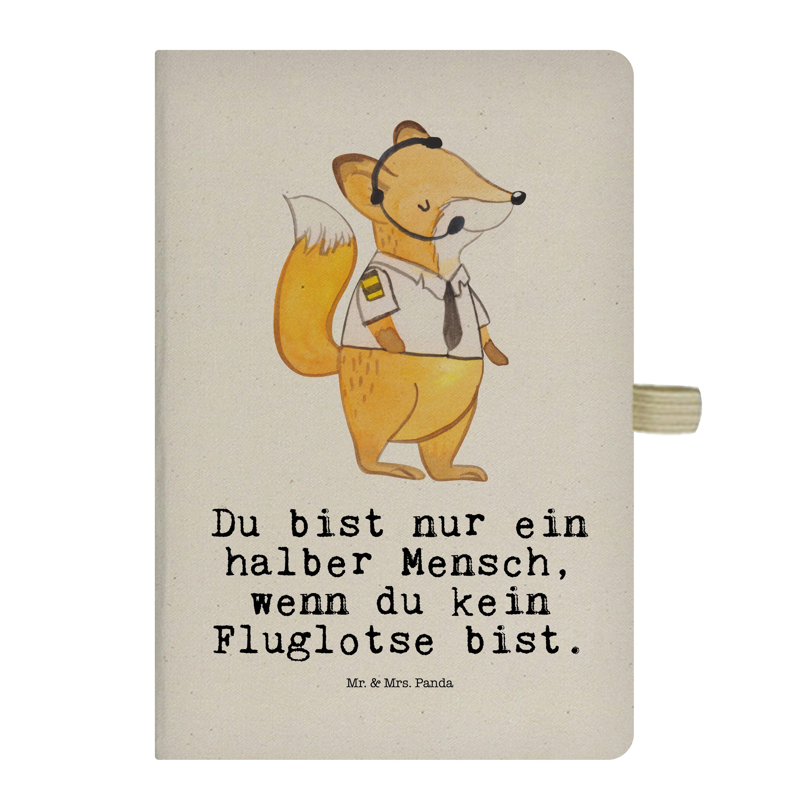 Mr. & Mrs. Panda Notizbuch Fluglotse mit Herz - Transparent - Geschenk, Eintragebuch, Flugsicher Mr. & Mrs. Panda