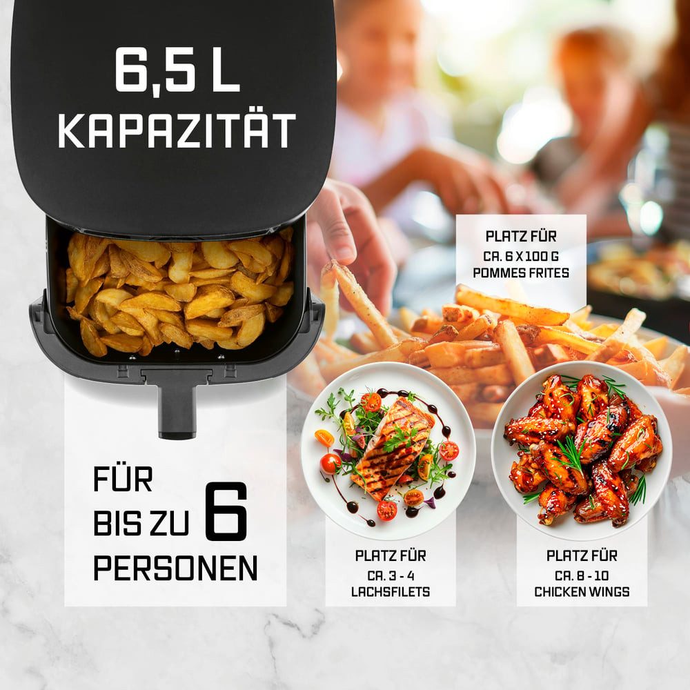 GOURMETmaxx Heißluftfritteuse Heißluftfritteuse 6,5 l, 1700 W, Airfryer mit Touchscreen, Timer und 11 Programmen