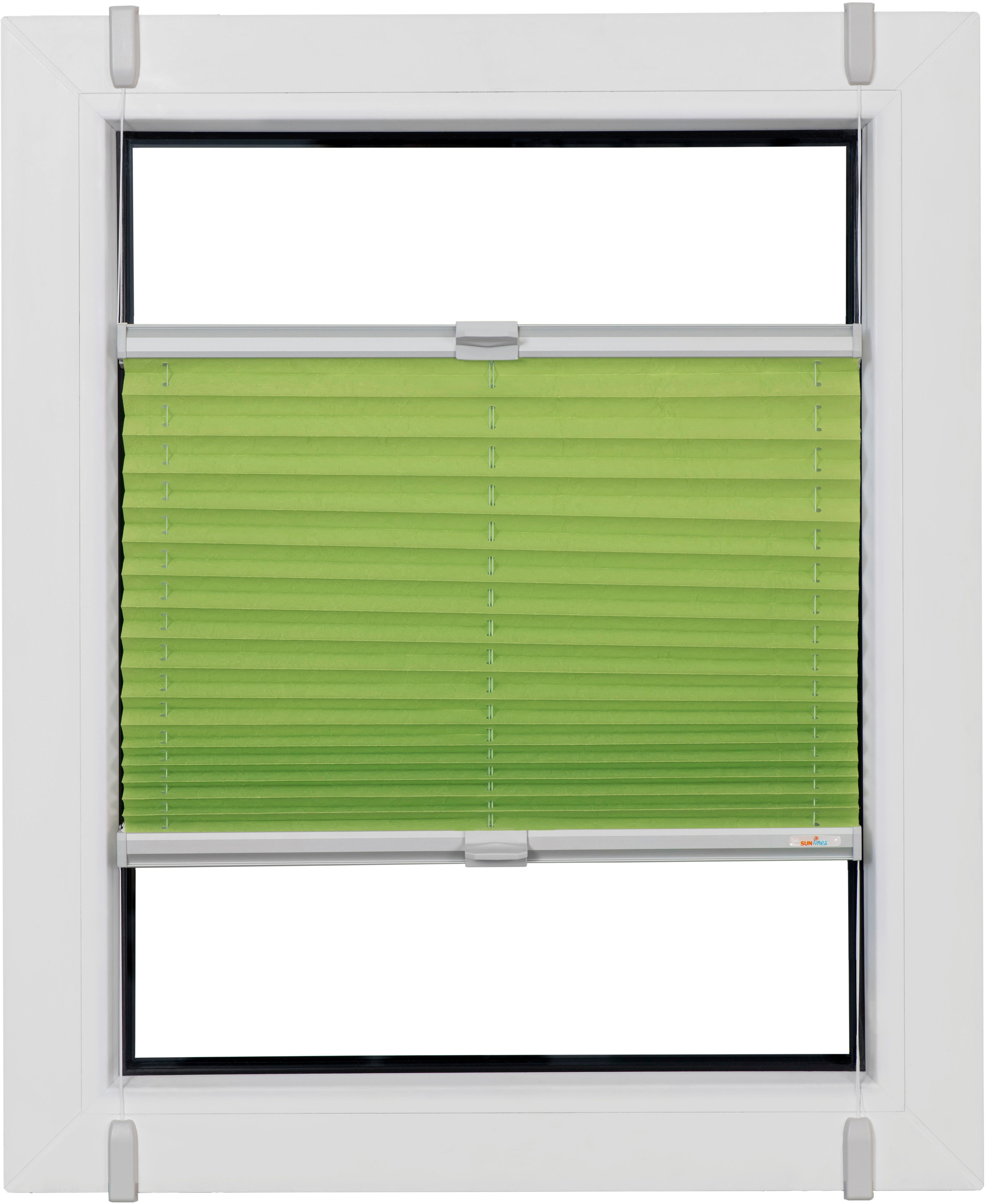 sunlines Plissee One Size Style Crush, blickdicht, ohne Bohren, verspannt, Klemmfix, Zubehörfarbe grau, zum Klemmen