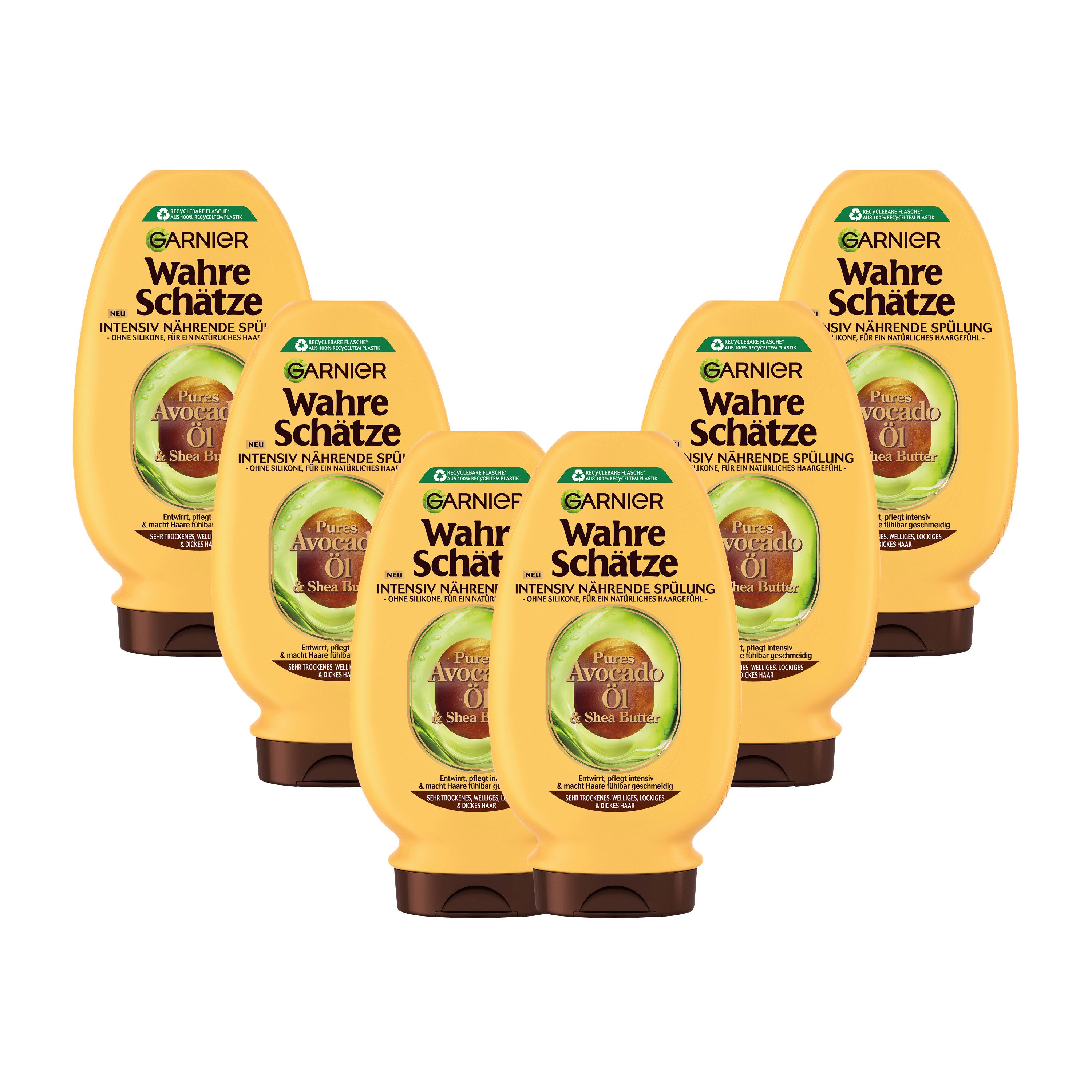 GARNIER Haarspülung Garnier Wahre Schätze Intensiv Nährende Spülung Avocado-Öl, Packung, 6-tlg., für trockenes, welliges, lockiges und dickes Haar, ohne Silikone
