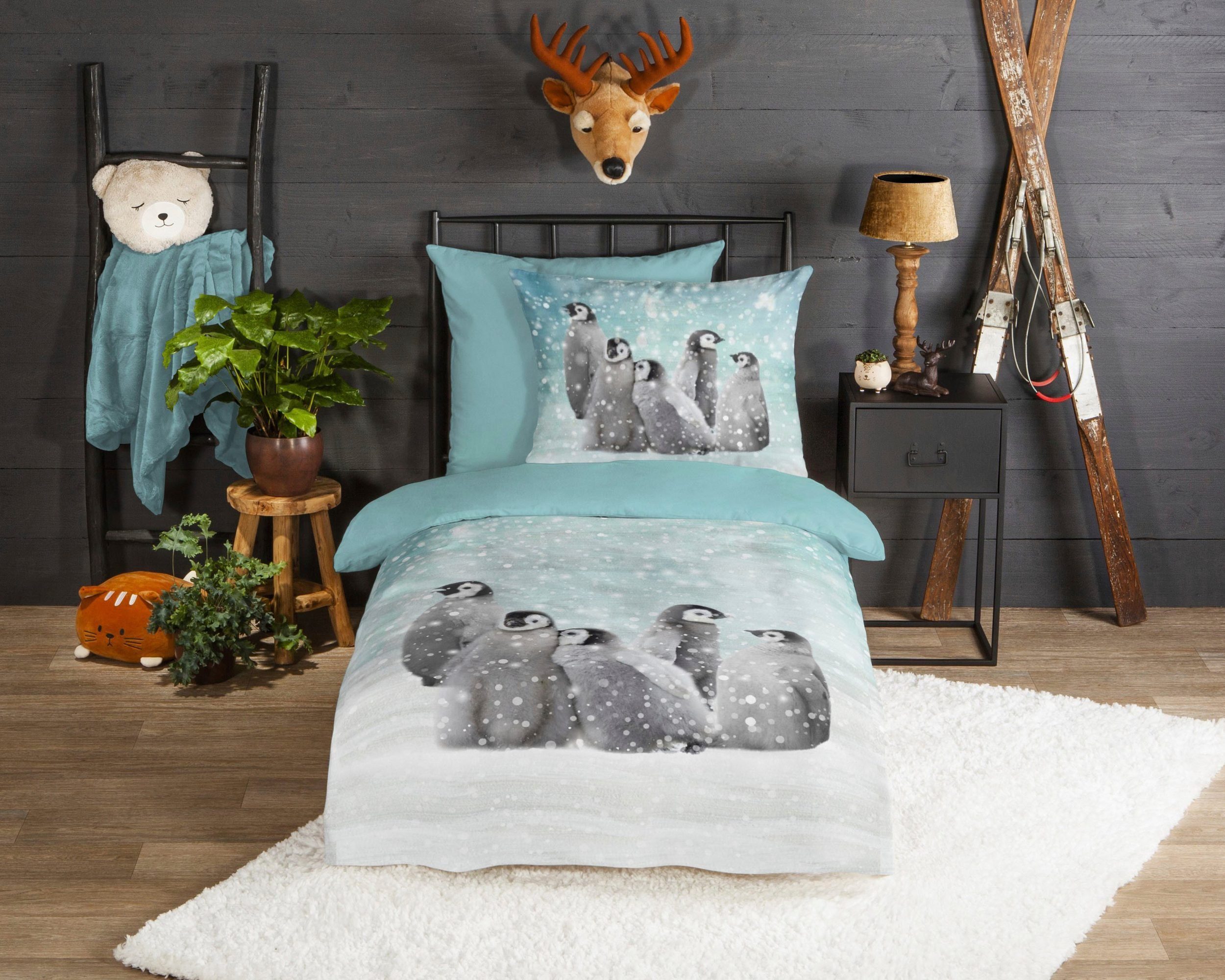 good morning Kinderbettwäsche Pengu, flanell, 2 teilig, 100% Baumwolle/ Flanell (Biber)