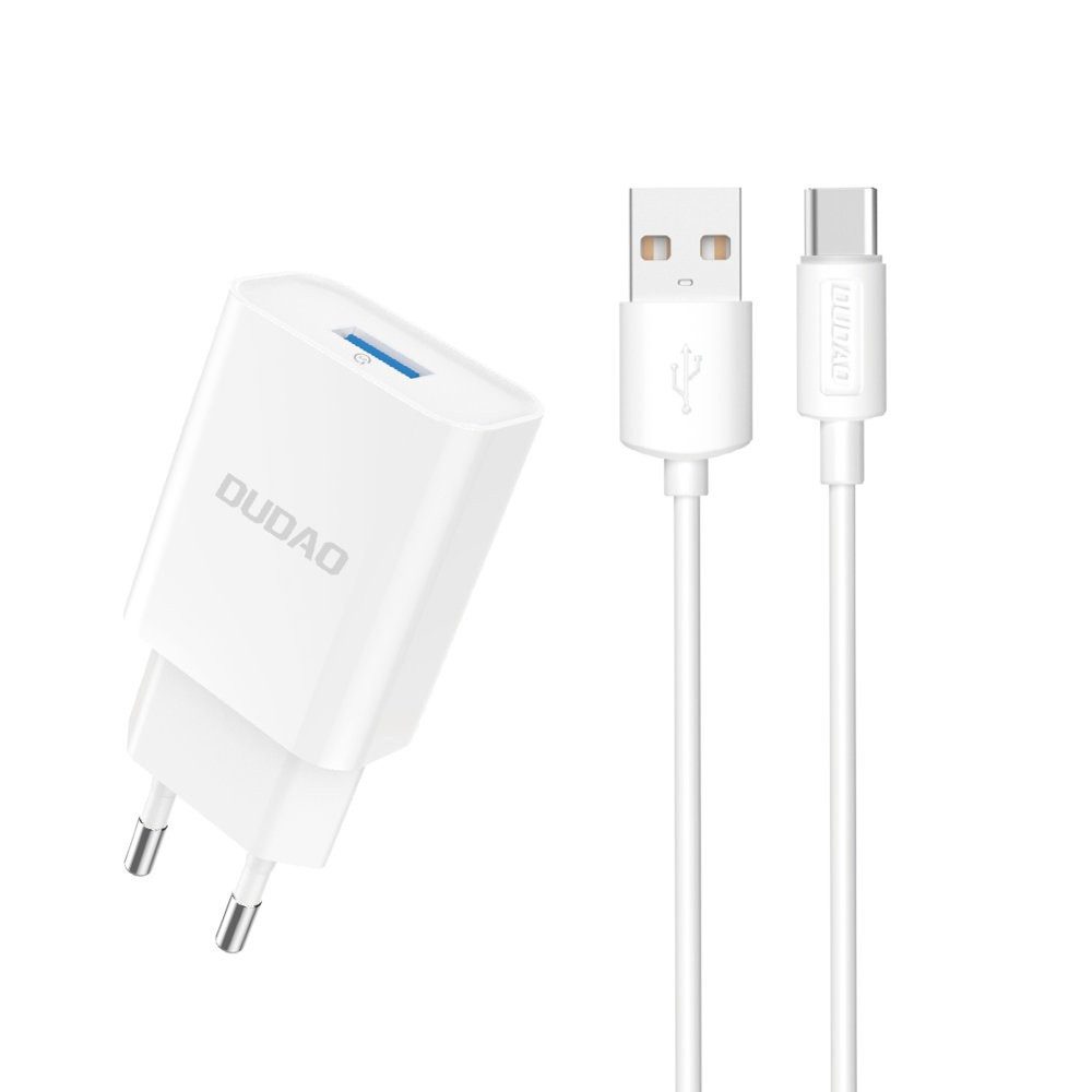 Dudao Ladeadapter Netzteil Ladekabelset USB-Ladegerät (2100.0 mA, Spar-Set, 1-tlg., 1 m Kabel kompakt, 2,1 A Ladestrom, feuerbeständiges Gehäuse, kompakt)