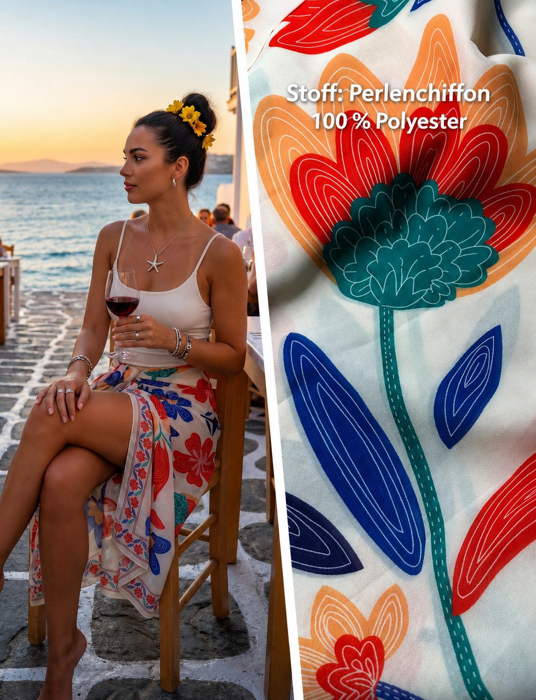 nsihing Pareo Strandtuch Damen Pareo, Transparent mit Blumenmuster
