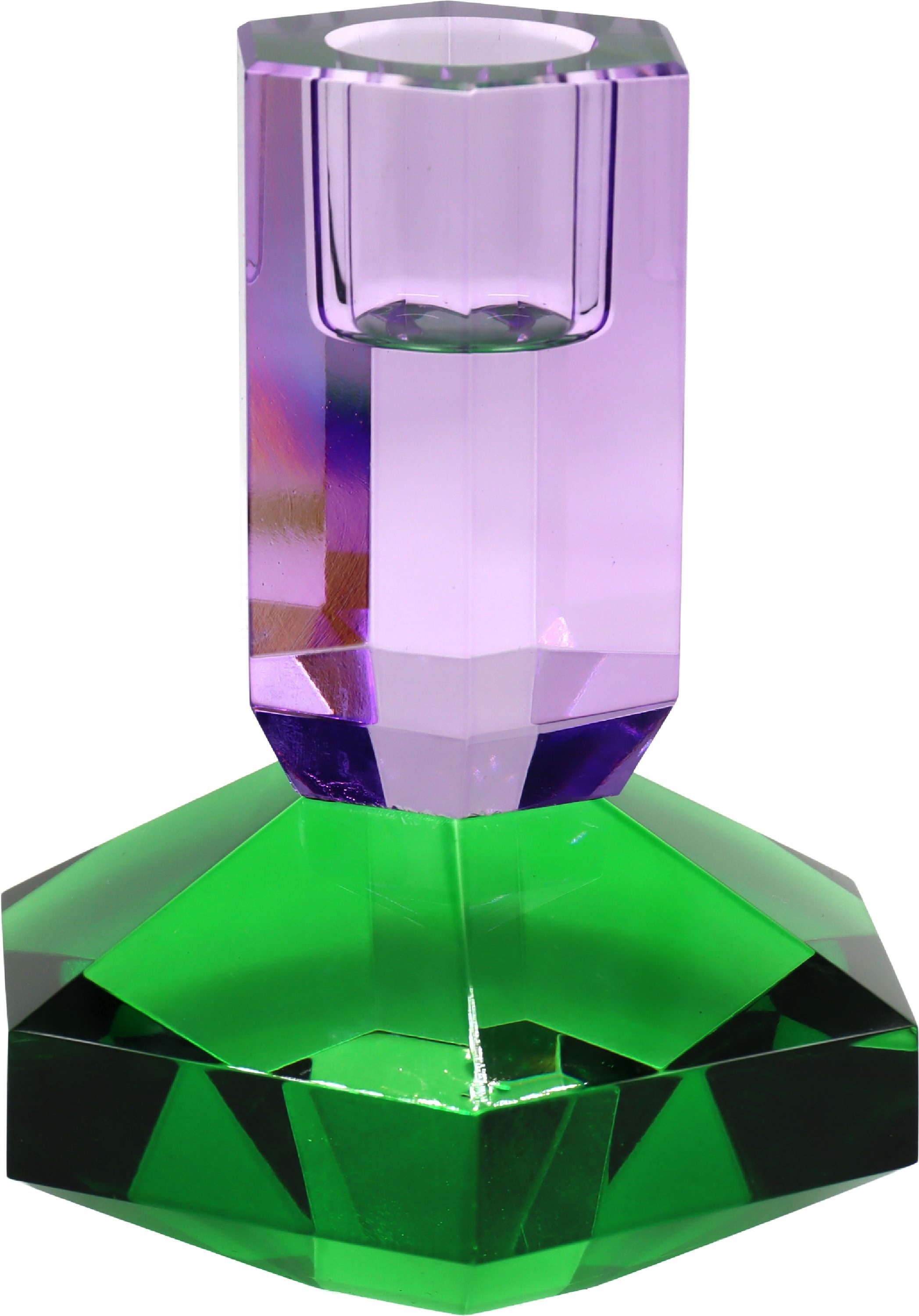 FURNARO Kerzenhalter, Facettiertes Kristallglas mit Farbverlauf