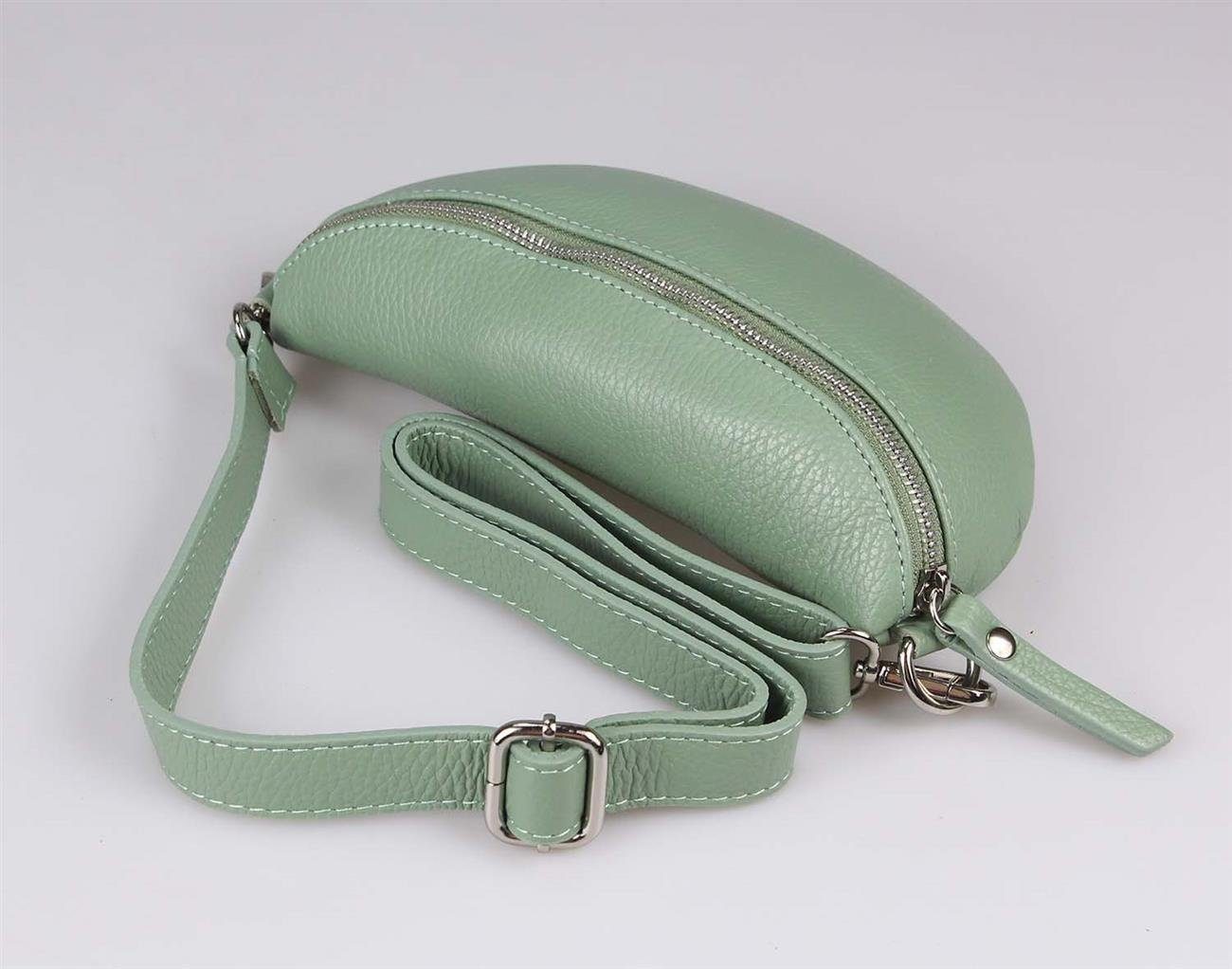 ITALYSHOP24 Bauchtasche Made in Italy Damen Leder Gürteltasche Hüfttasche Brusttasche Bodybag (Spar-Set aus einer Tasche mit dem Ledergurt und einem breitem Stoffgurt/Umhängeband, Crossbody Bag mit zusätzlichen Riemen), 1 Tasche & 2 Gurte, Schultertasche, Umhängetasche mit 2 Schulterriemen