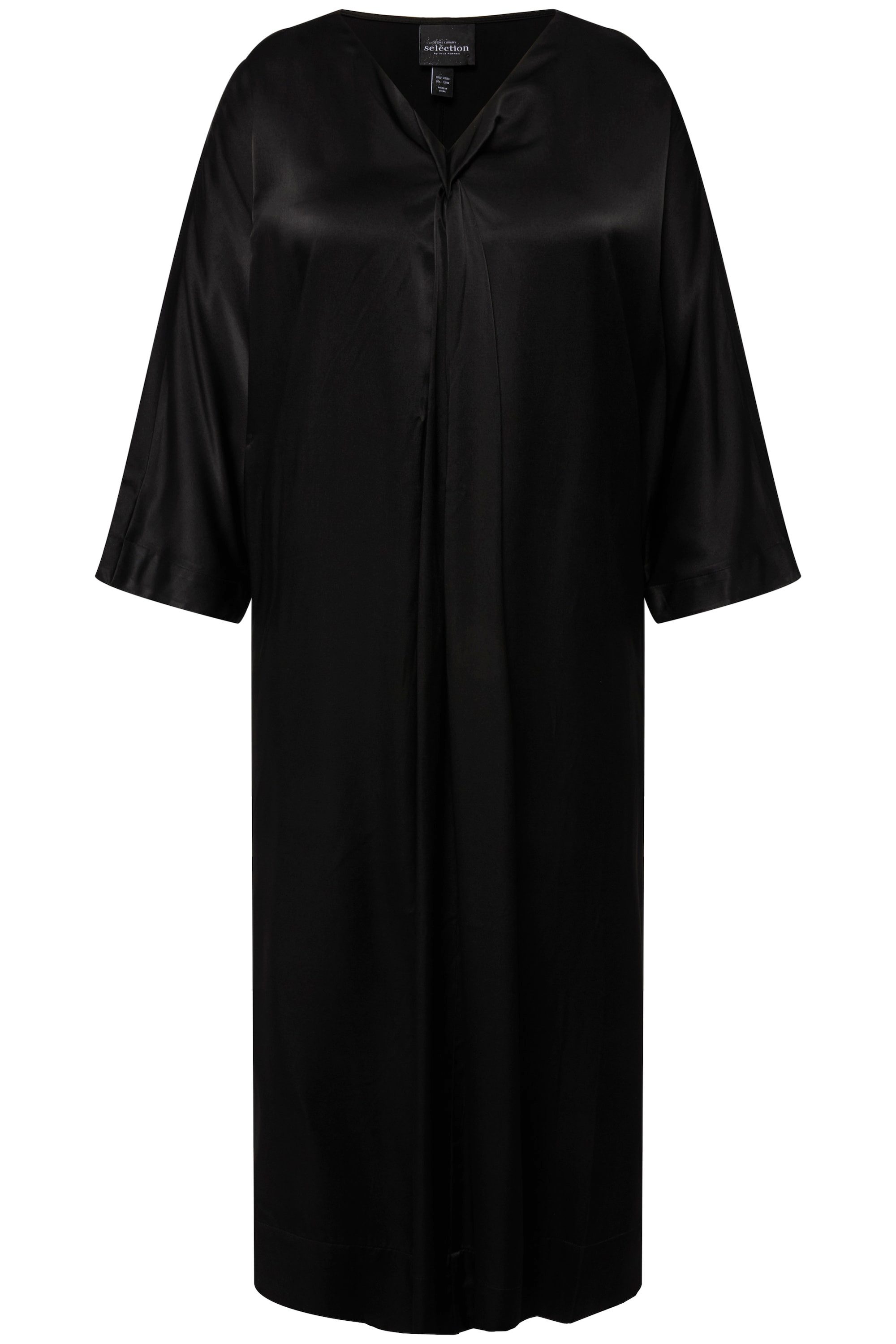 Ulla Popken Maxikleid Midikleid Satin V-Ausschnitt günstig online kaufen