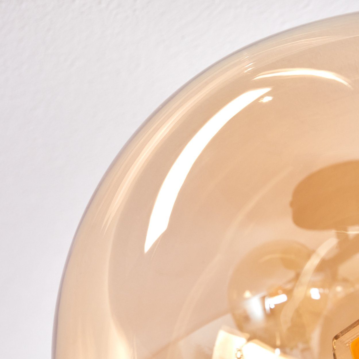 hofstein Deckenleuchte Deckenlampe aus Metall/Glas in Schwarz/Bernsteinfarben, ohne Leuchtmittel, Leuchte im Retro-Design aus Glas, 4 x G9 LED, ohne Leuchtmittel