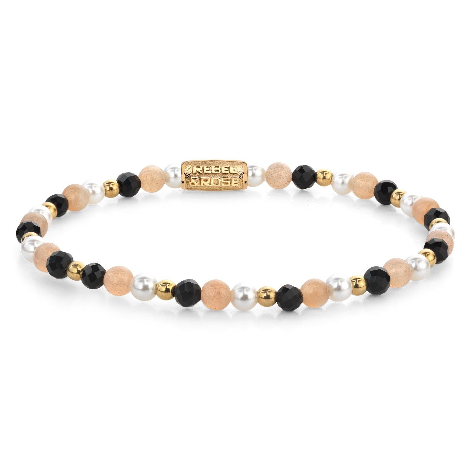 Rebel & Rose Edelstahlarmband Damen-Black Glam Rocks Party 4 mm