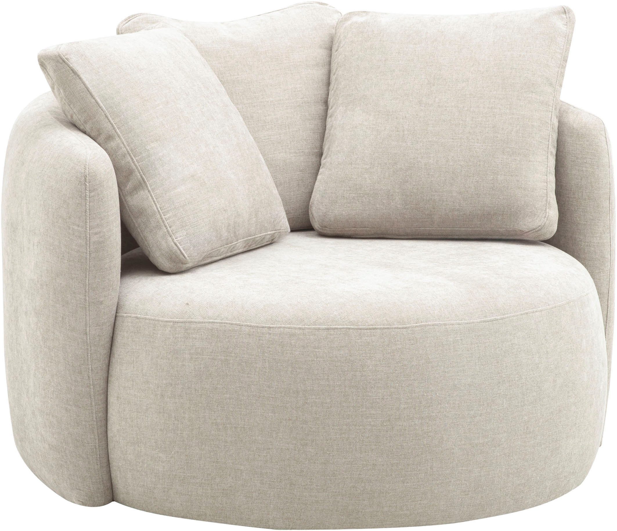 OTTO home Sessel Kaarl, moderner Rundsessel, Loungesessel, Loveseat, Webstoff, in fünf Farben, inkl. Rückenkissen, zeitloses Design