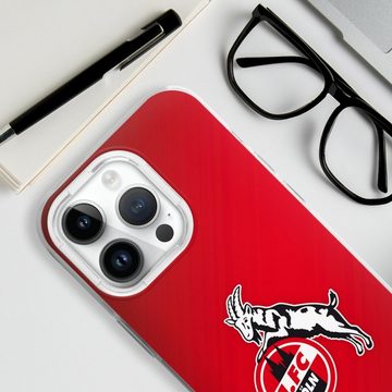 DeinDesign Handyhülle 1. FC Köln Offizielles Lizenzprodukt EffZeh 1. FC Köln rot, Apple iPhone 14 Pro Silikon Hülle Bumper Case Handy Schutzhülle