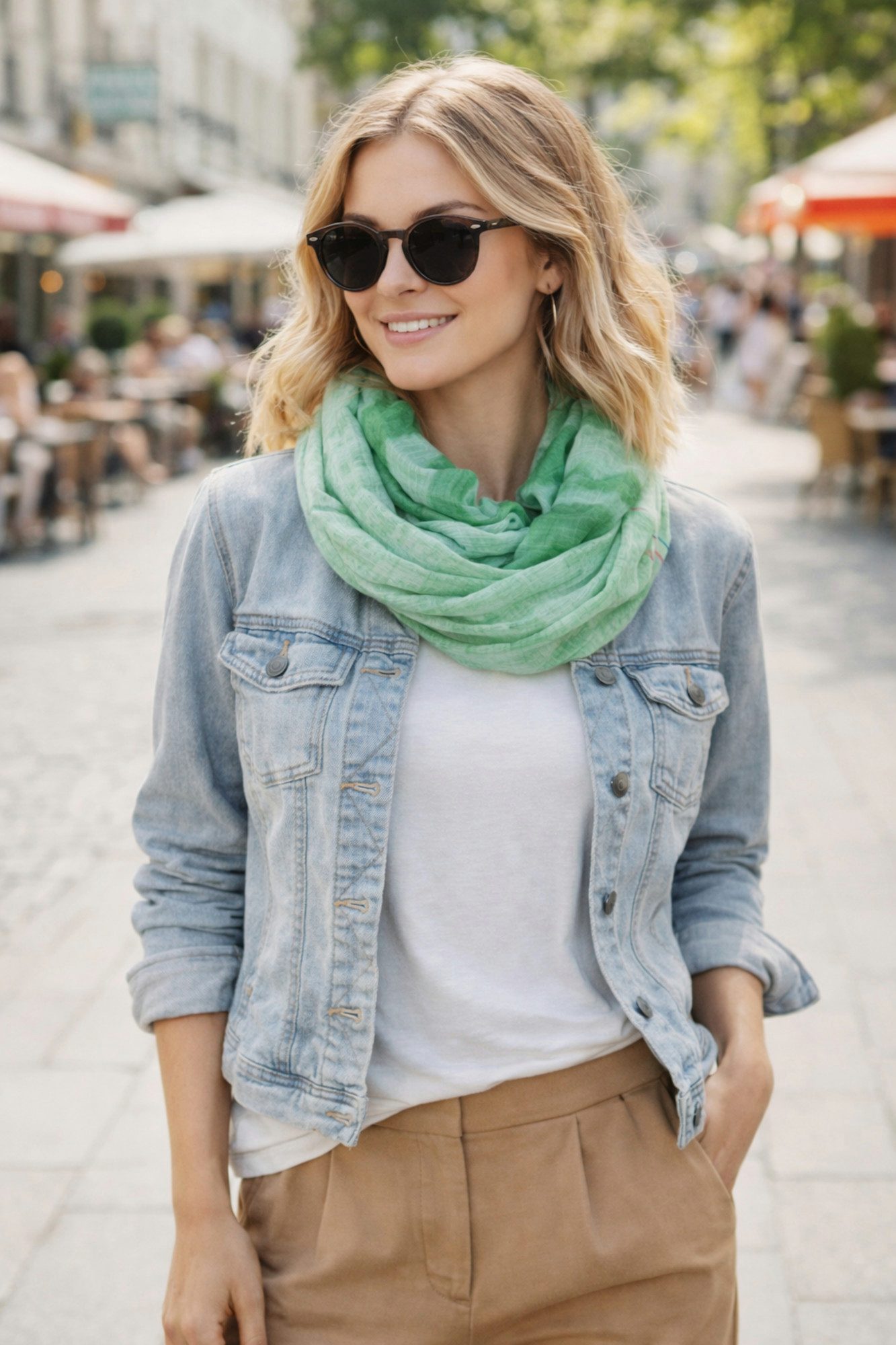 Ella Jonte Loop, leichter weicher Rundschal im pastell Batik Style Viskose