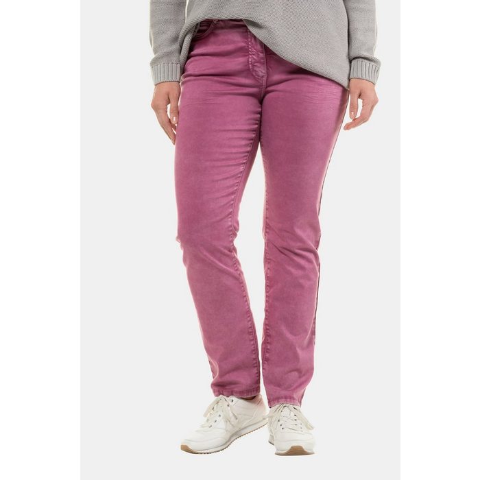 Ulla Popken 5-Pocket-Jeans bis 62 Colorjeans Schmale 4-Pocke Knitterfalten