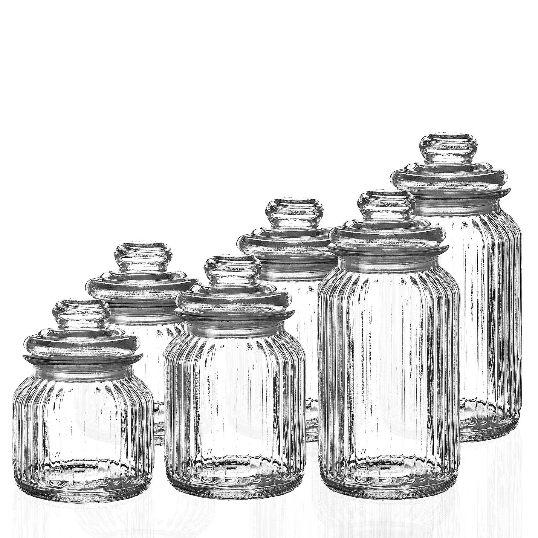 BigDean Vorratsdose 6er Set Bonbonglas Nostalgie Glas Behälter, Glas, (6-tlg). € 36,03