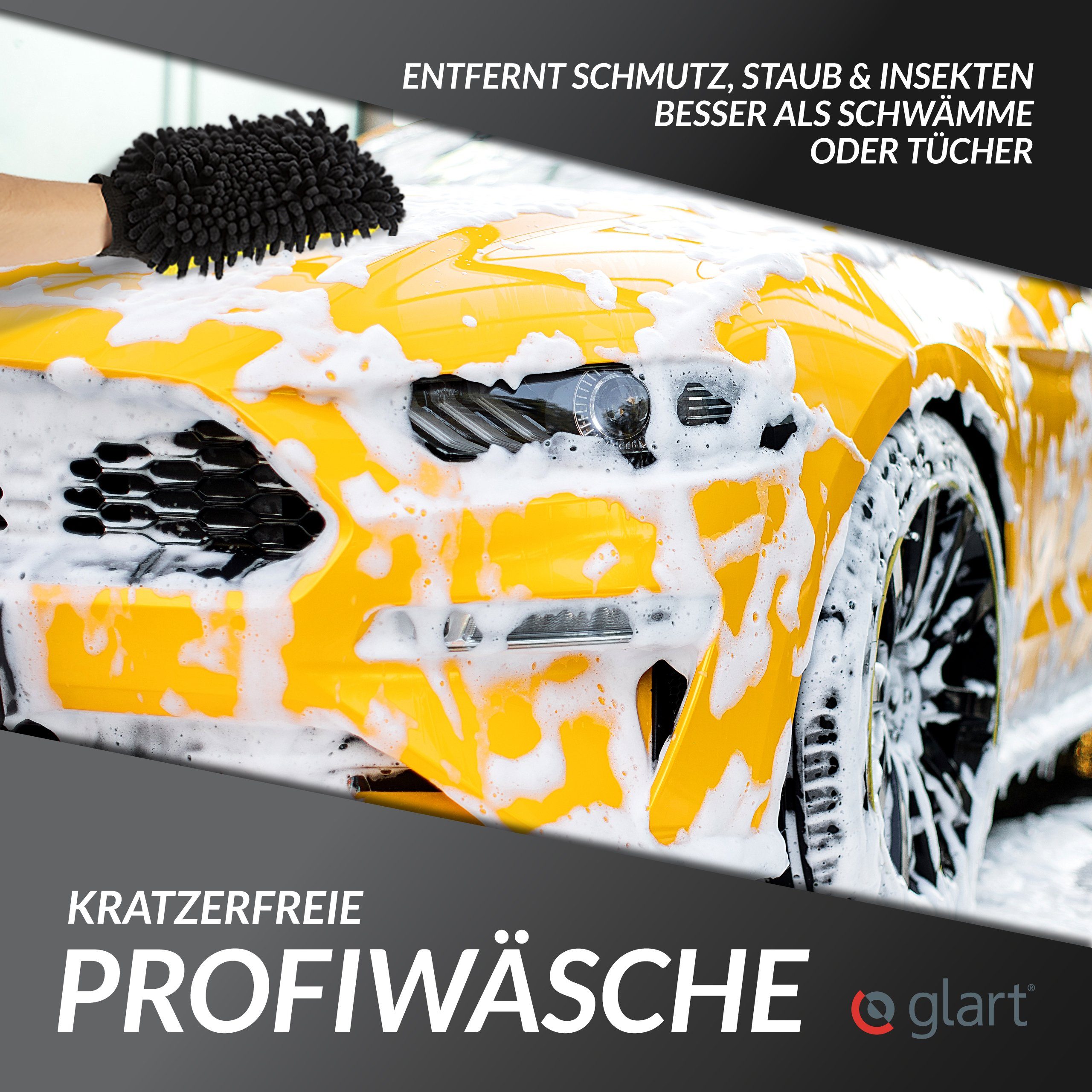 Set 2er Premium Kfz Auto Mikrofaser, Chenille Mikrofasertuch Glart Zottel Waschhandschuhe,