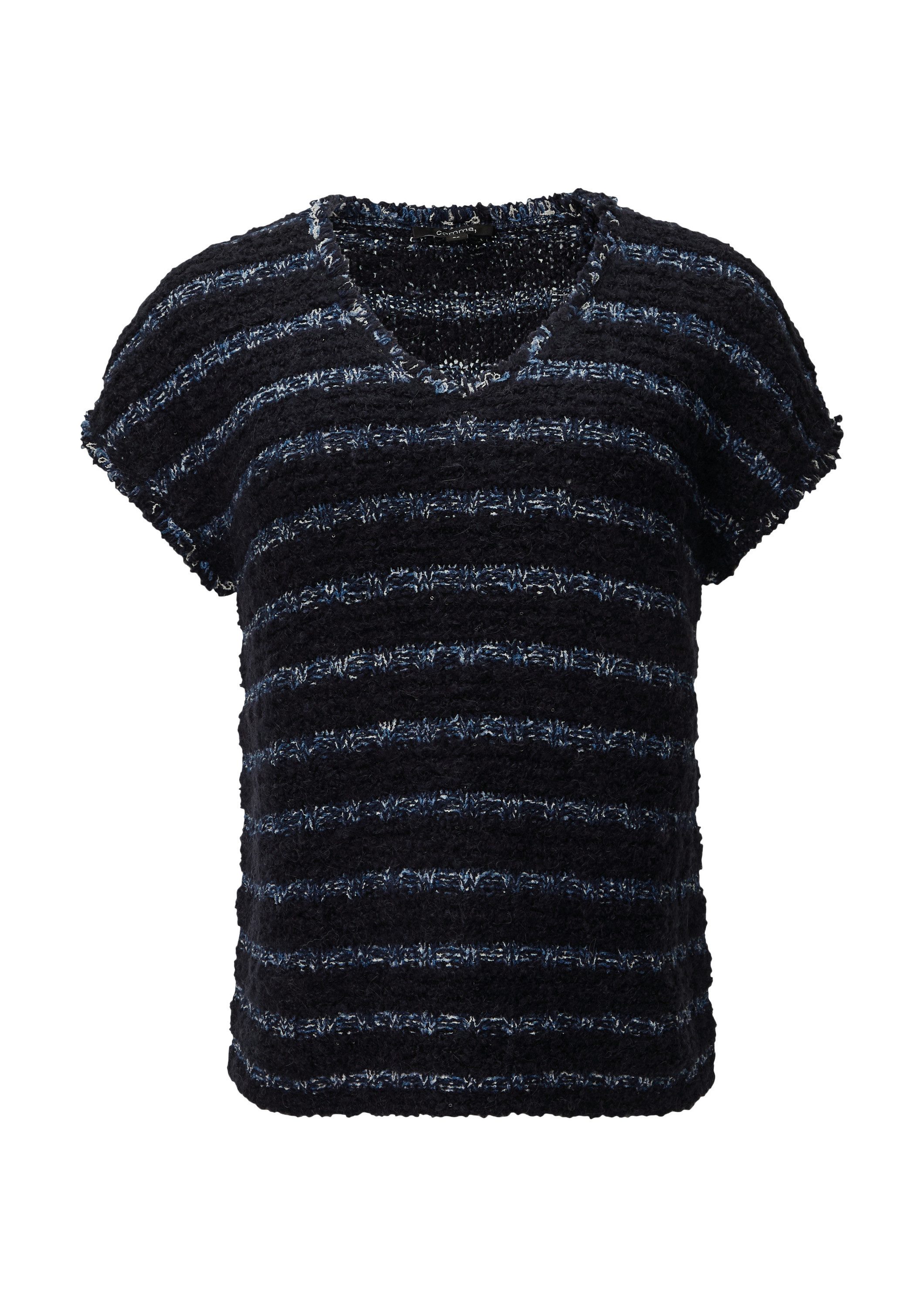 comma Kurzarmpullover Strickpullunder Strickpullunder aus Effektgarn mit Fr günstig online kaufen