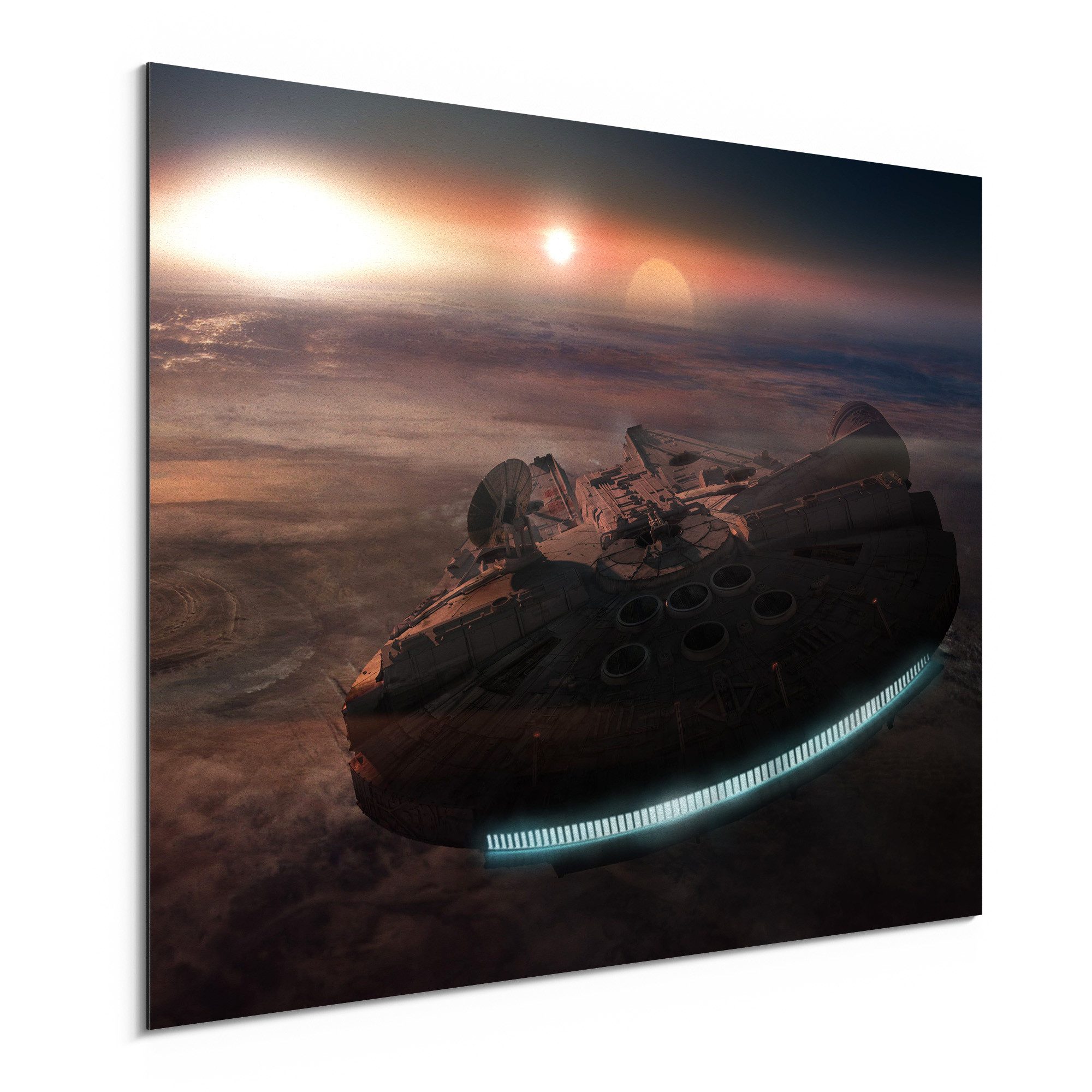 DEQORI Metallbild 'Millennium Falcon Dunkel', Alu Dibond Bild Aluminium Aluverbundplatte Design Wandbild Aludibond