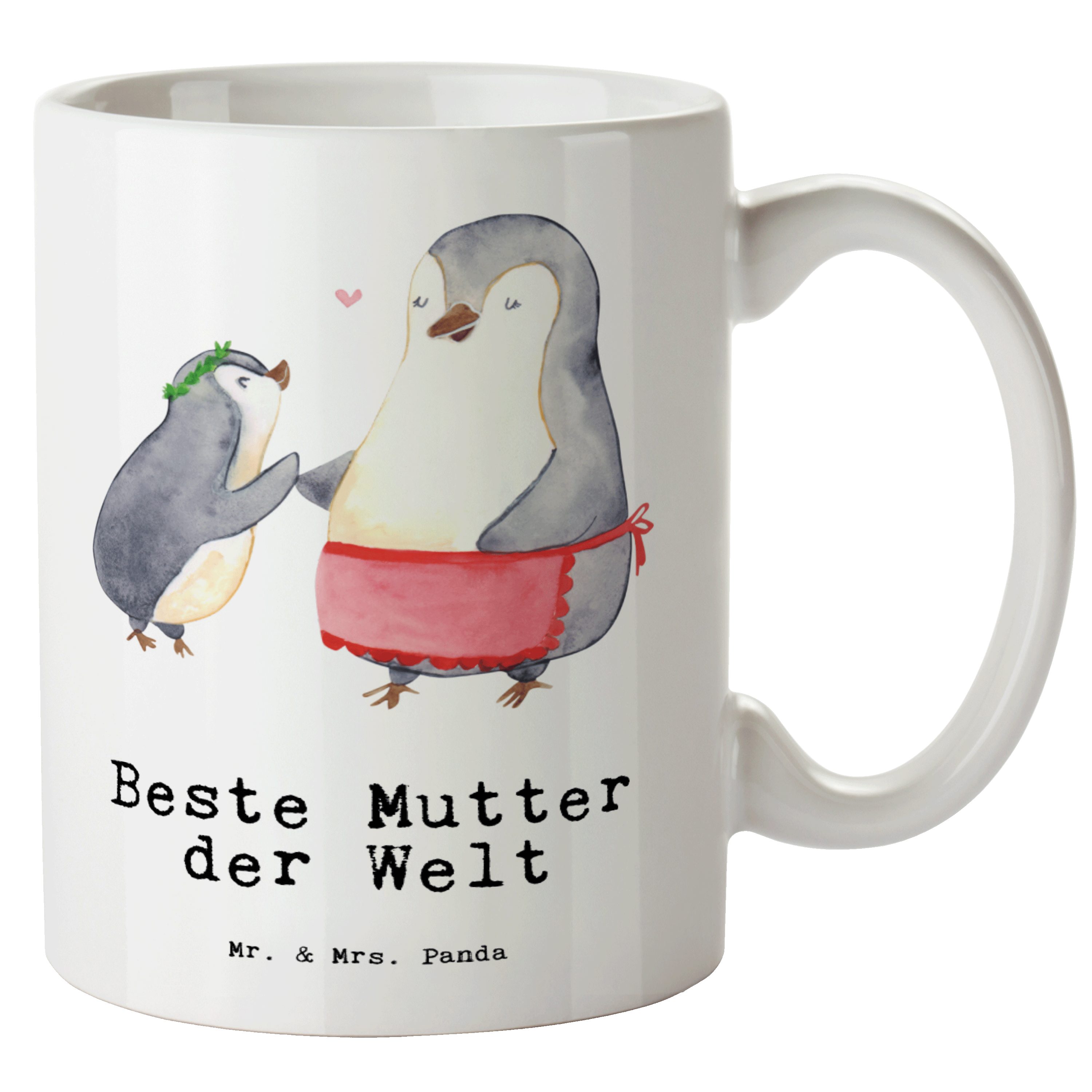 Mr. & Mrs. Panda Tasse Pinguin Beste Mutter der Welt - Weiß - Geschenk, Beste Mama, Grosse K, XL Tasse Keramik