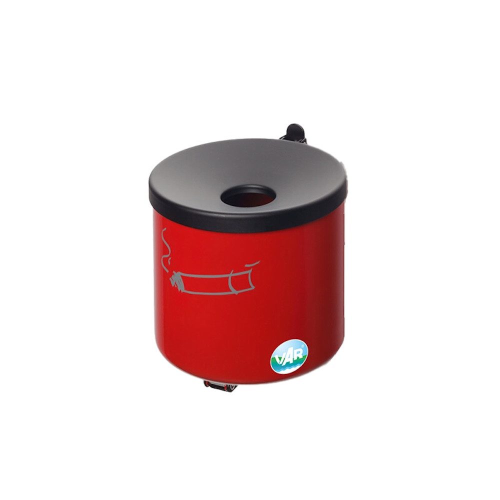 PROREGAL® Aschenbecher Robuster Ascher zur Wandmontage 2,4L 16x15,5x15,5cm Stahl Rot