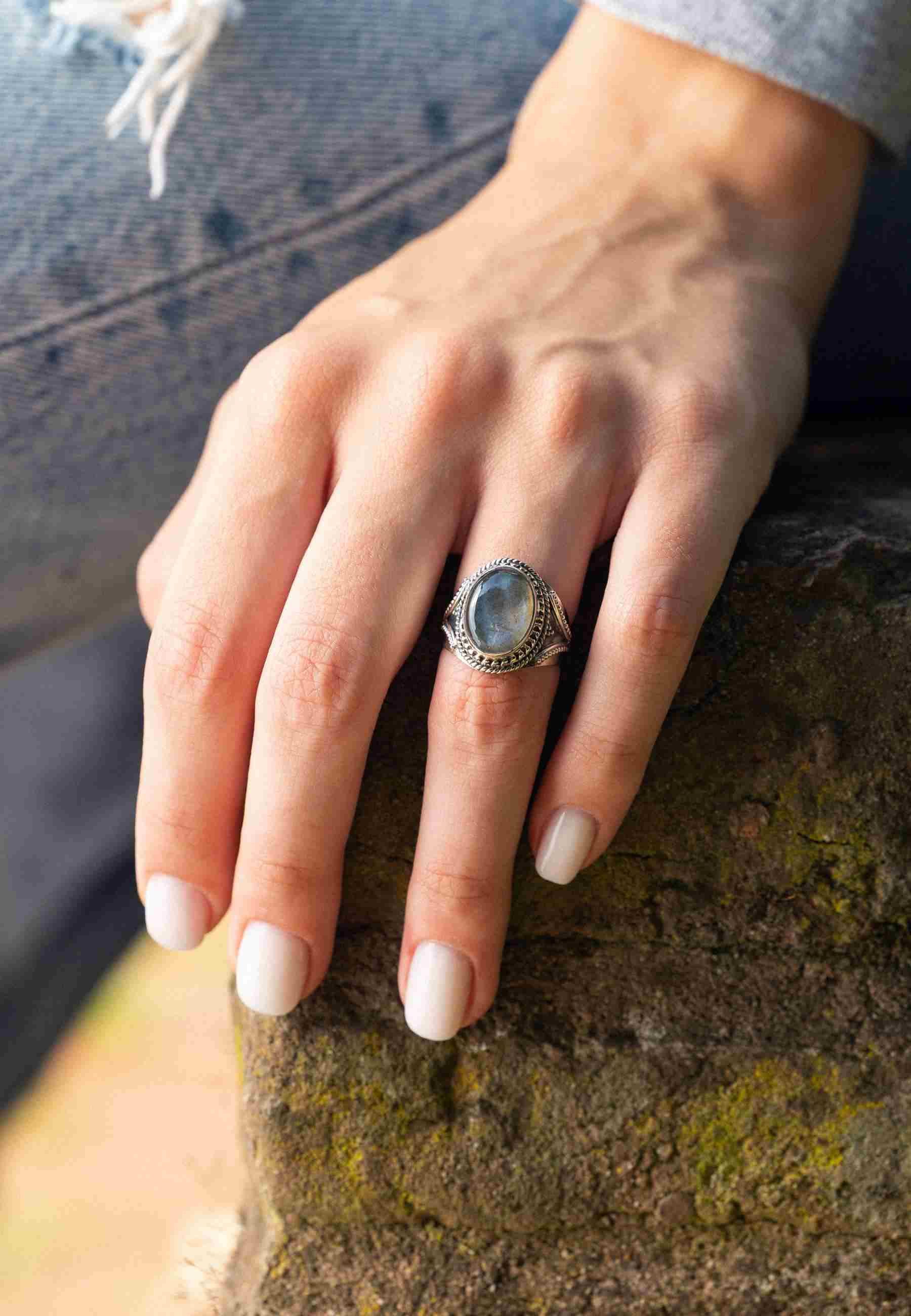 mantraroma Silberring MEKANU aus 925 Silber mit Labradorit (Ring mit Schmuc günstig online kaufen