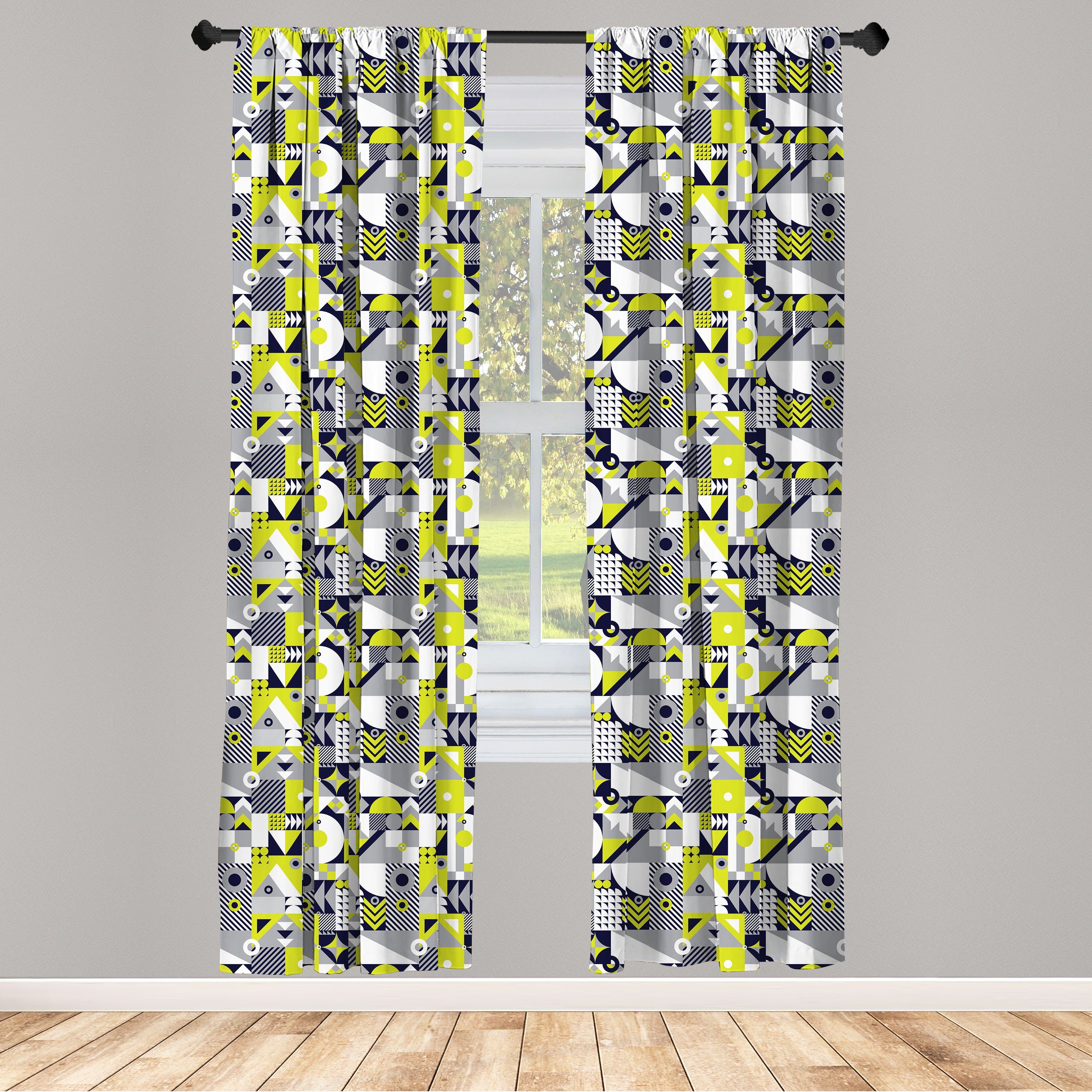 Gardine Vorhang für Wohnzimmer Schlafzimmer Dekor, Abakuhaus, Microfaser, Abstrakt Modernes Mosaik