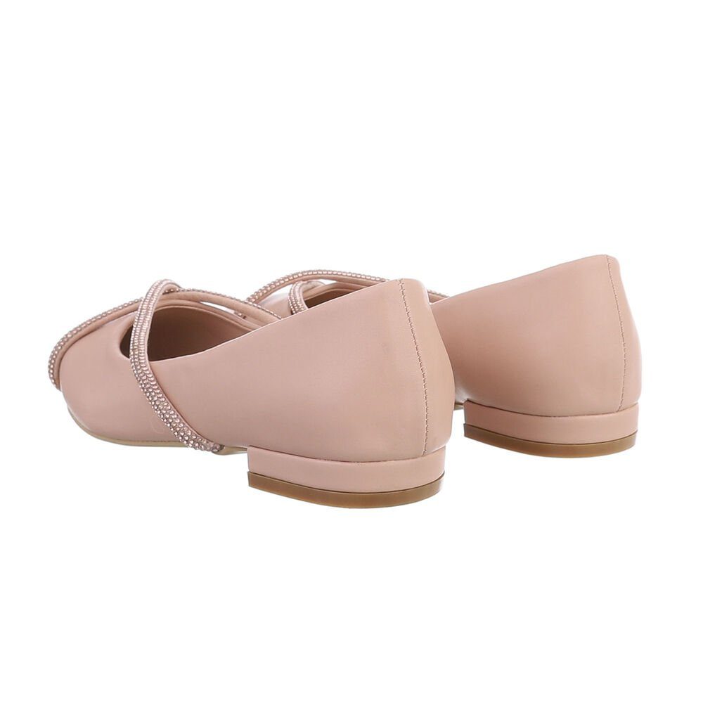Ital-Design Damen Schlupfschuhe Party & Clubwear Ballerina Blockabsatz Klassische Ballerinas in Beige