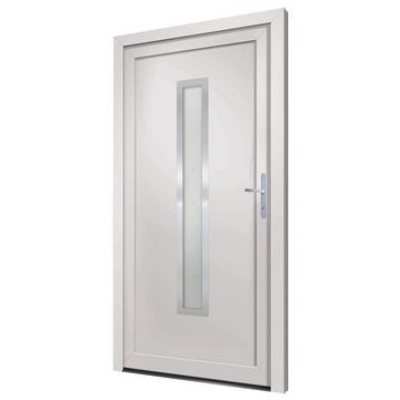 vidaXL Haustür Haustür Weiß 98x208 cm PVC Aluminium Haus Eingangstür Fronttür Glas-El