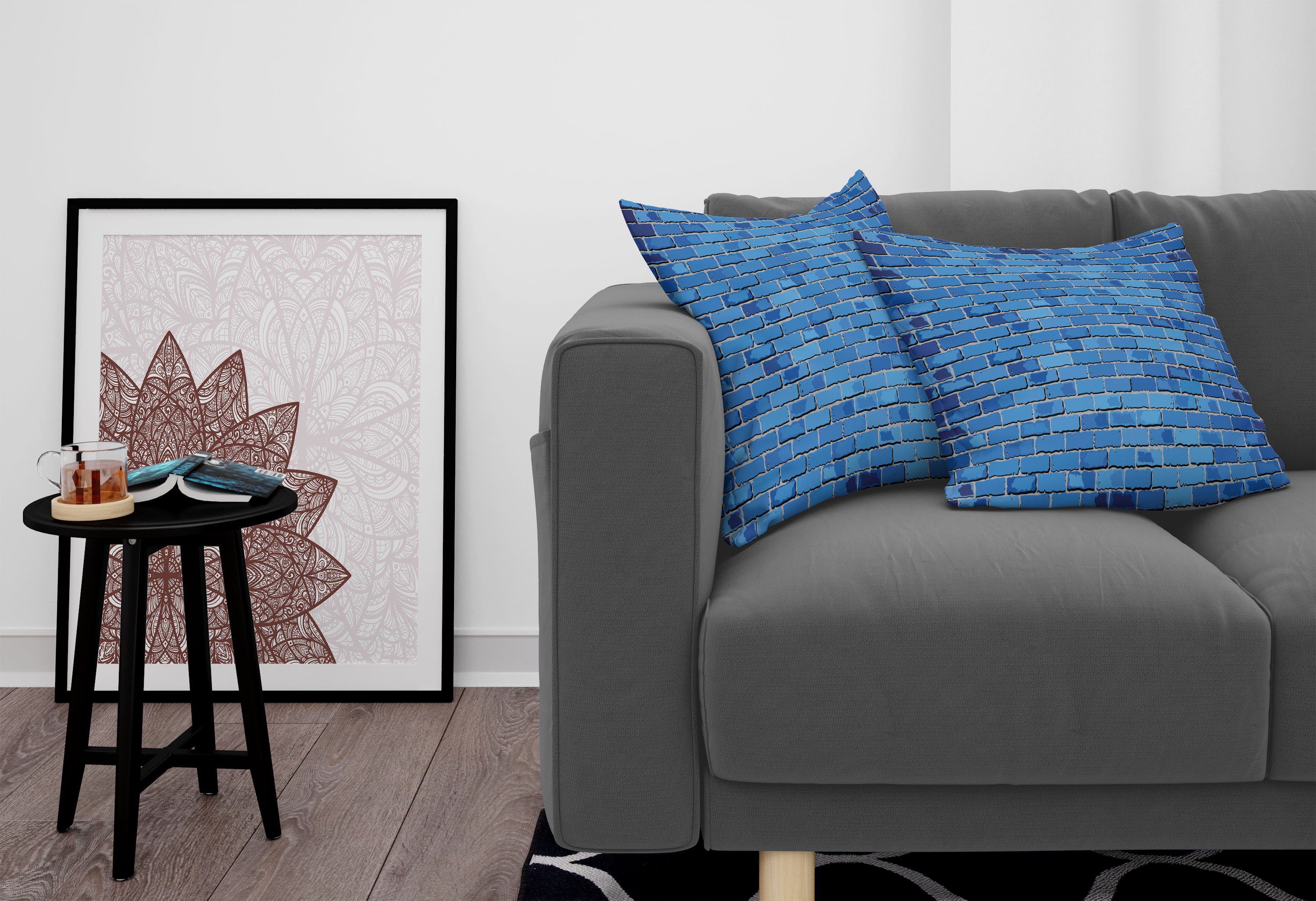Accent Abstract Wall (2 Ziegelwand Doppelseitiger Digitaldruck, Modern Realistische Abakuhaus Stück), Kissenbezüge