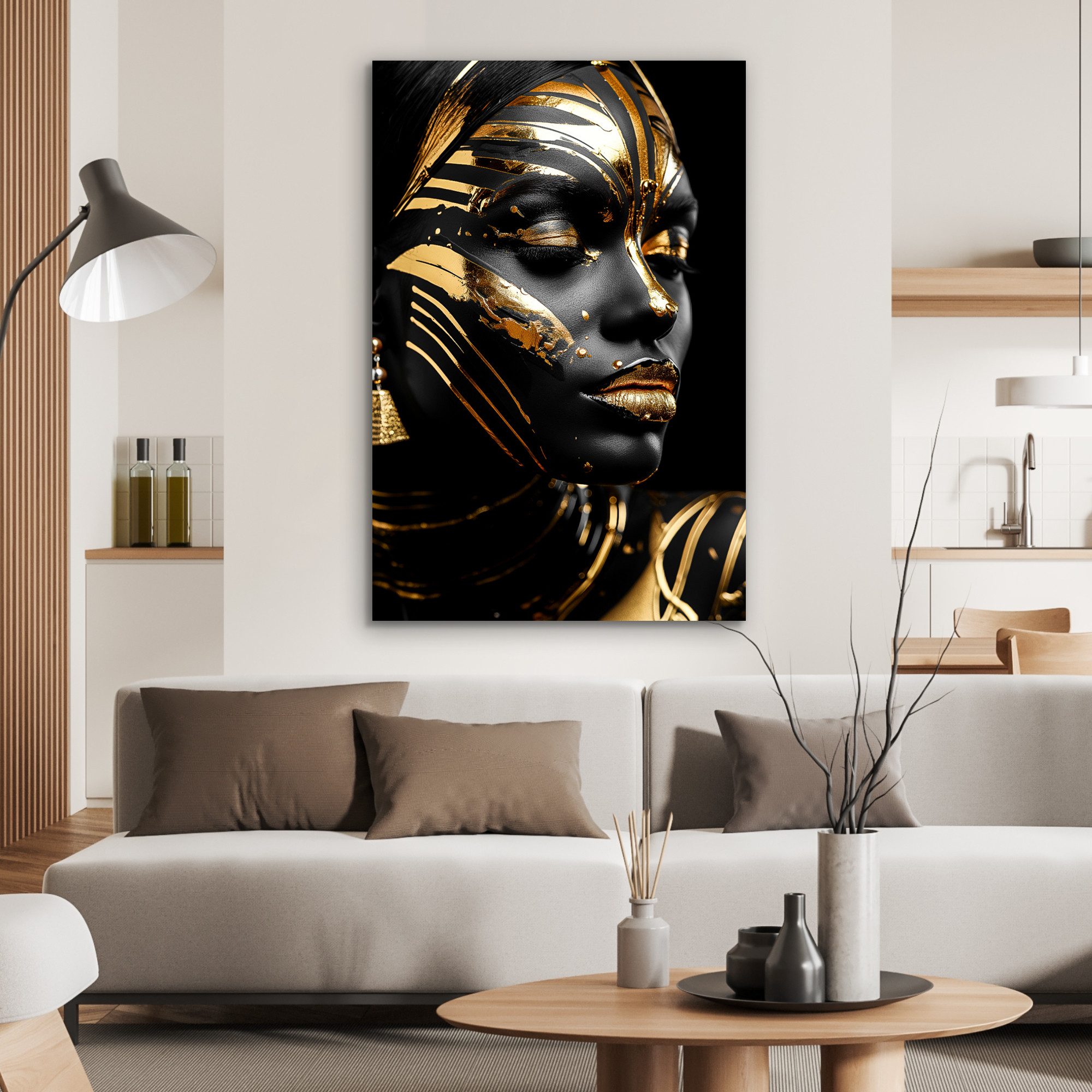 MuchoWow Metallbild Frau - Gold - günstig online kaufen