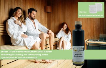 Dufte Momente Sauna-Aufgussset Allgäuer Bergkräuter 200ml in schwarzer Steinzeugflasche (1-tlg) vegan und ohne Tierversuche