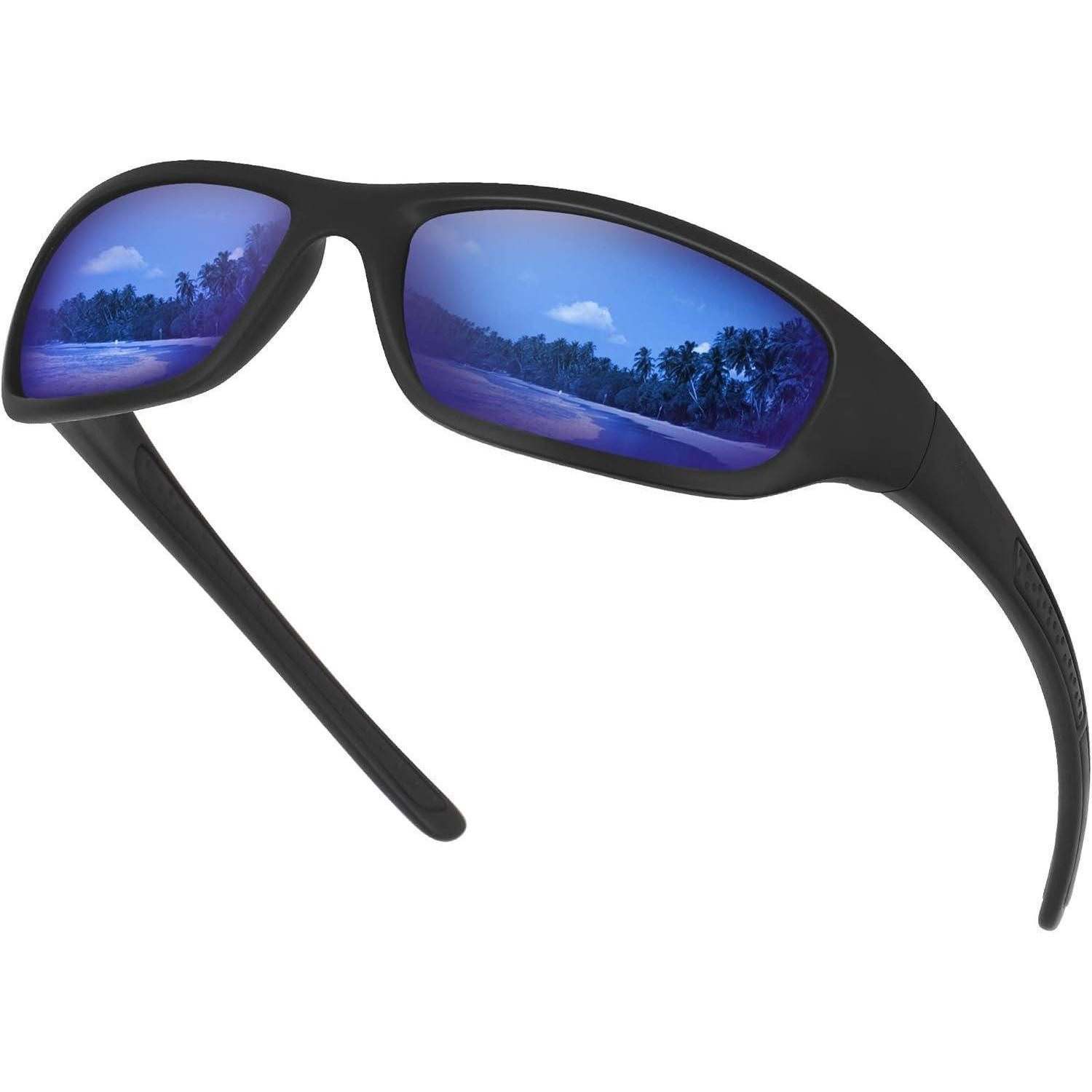 LuxusKollektion Sonnenbrille Sonnenbrille polarisiert Sportbrille Rad UV400 Schwarze matte blaue