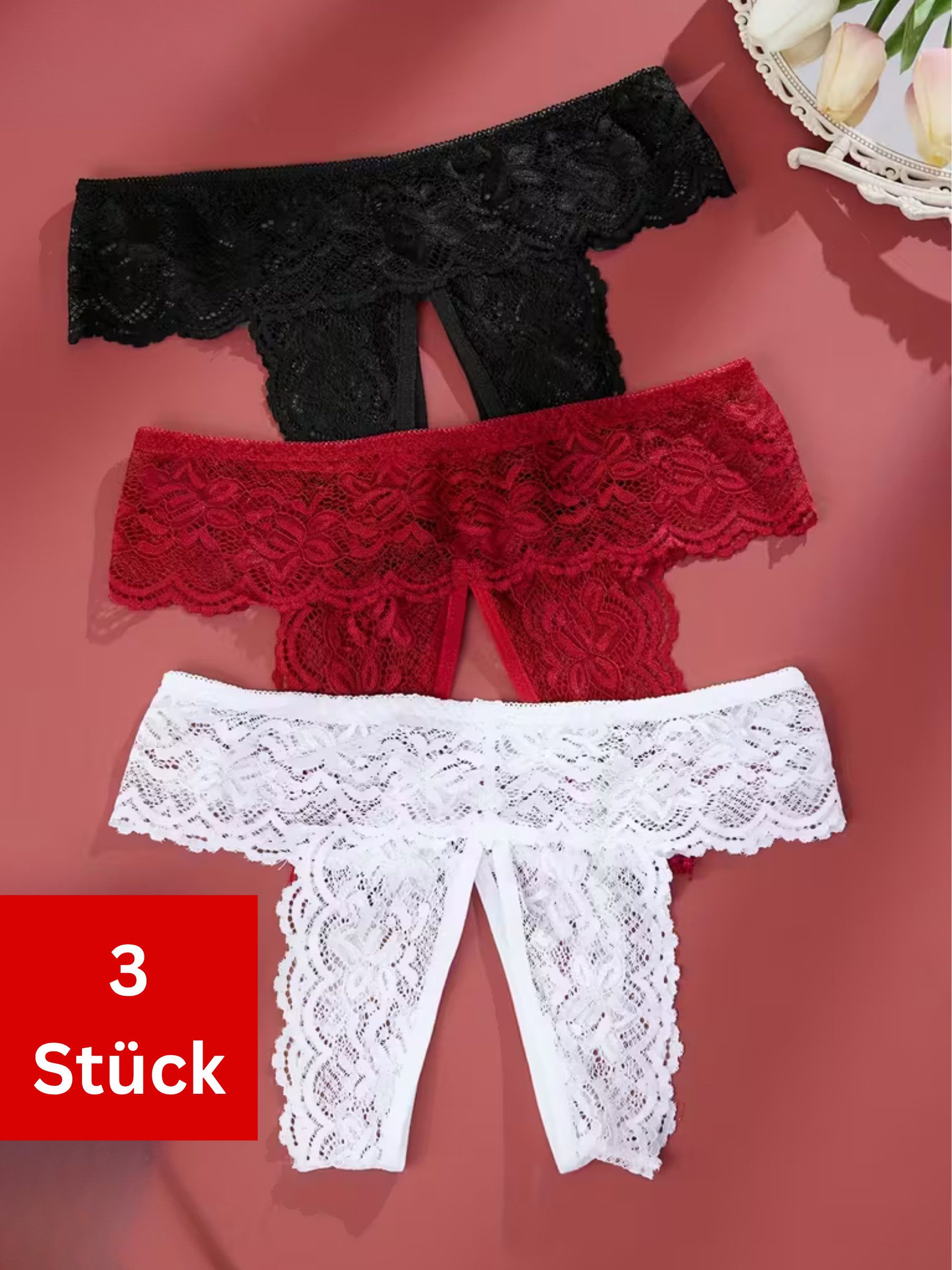 Elegant Love Slip-Ouvert Sexy Spitzen-Tanga – Damen-Slip Unterwäsche mit of günstig online kaufen