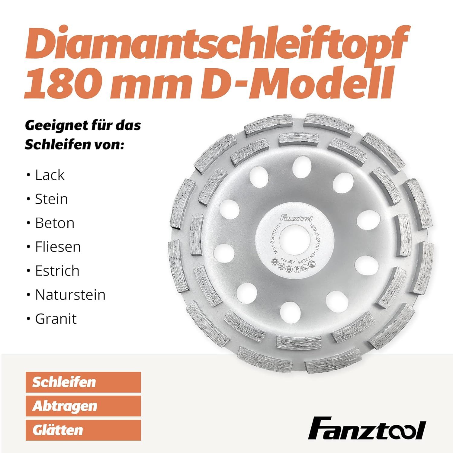 Fanztool Winkelschleifer FANZTOOL Diamantschleiftopf 180mm