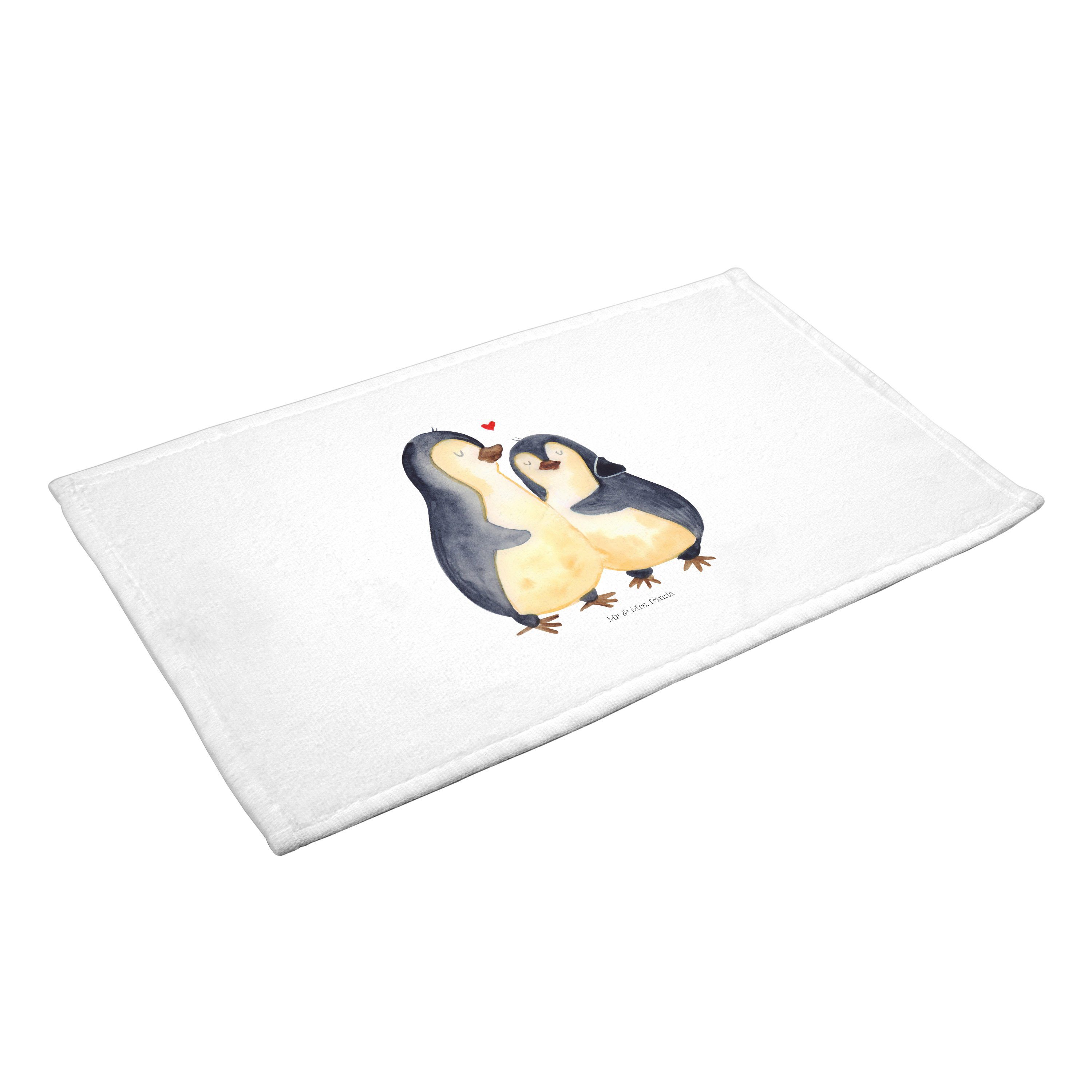 - Handtücher, Handtuch Paar, Weiß (1-St) Mrs. Pinguin - Geschenk, Panda Seevogel, Mr. groß, umarmend &