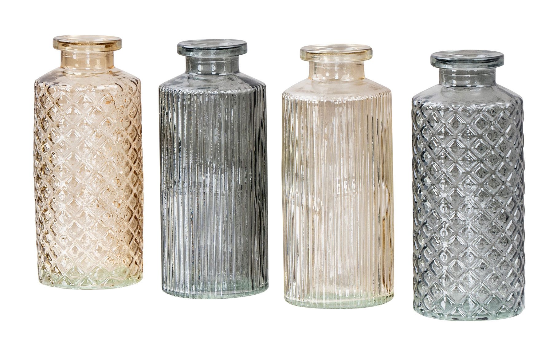 Levandeo® Dekovase, 4er Set Vase Braun Grau H14cm Glas Blumenvase Tischdeko günstig online kaufen