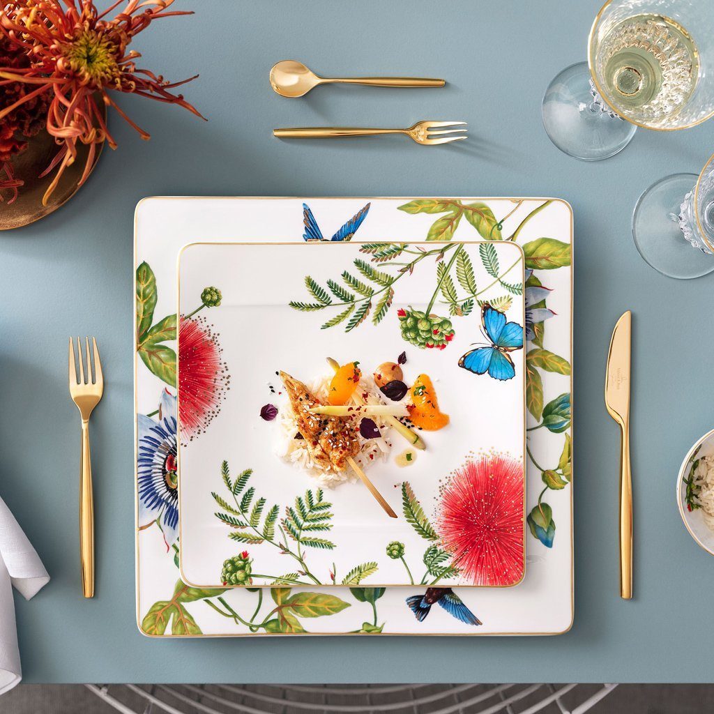 Villeroy & Boch Signature Platzteller Amazonia Gourmetteller, 35 x 35 cm, 1-tlg., Premium Bone Porcelain, spülmaschinenfest, Made in Germany