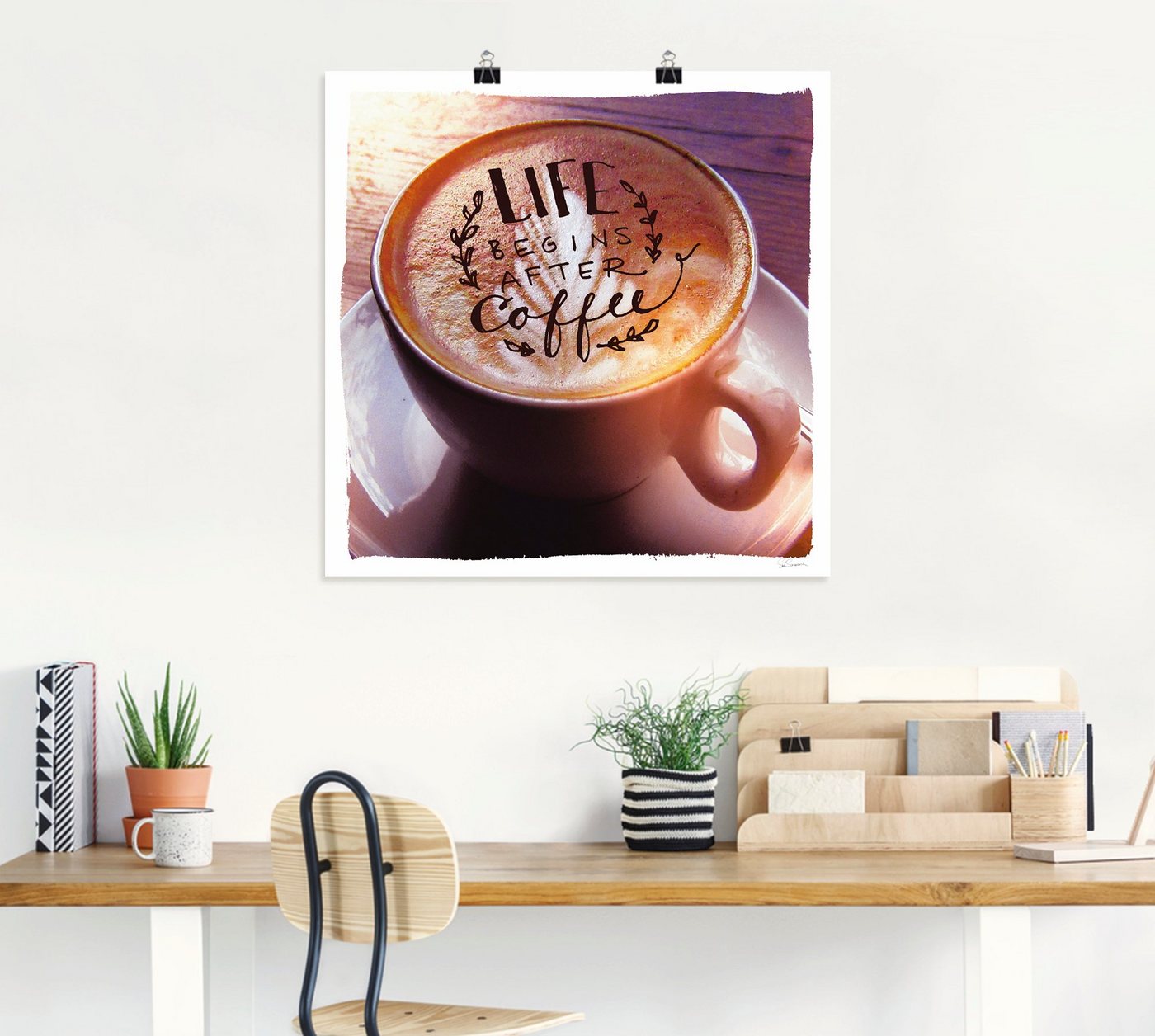 Artland Wandbild »Das Leben beginnt nach dem Kaffee«, Getränke (1 Stück), in vielen Größen & Produktarten -Leinwandbild, Poster, Wandaufkleber / Wandtattoo auch für Badezimmer geeignet-HomeTrends