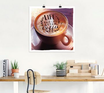 Artland Wandbild Das Leben beginnt nach dem Kaffee, Getränke (1 St), als Leinwandbild, Poster in verschied. Größen